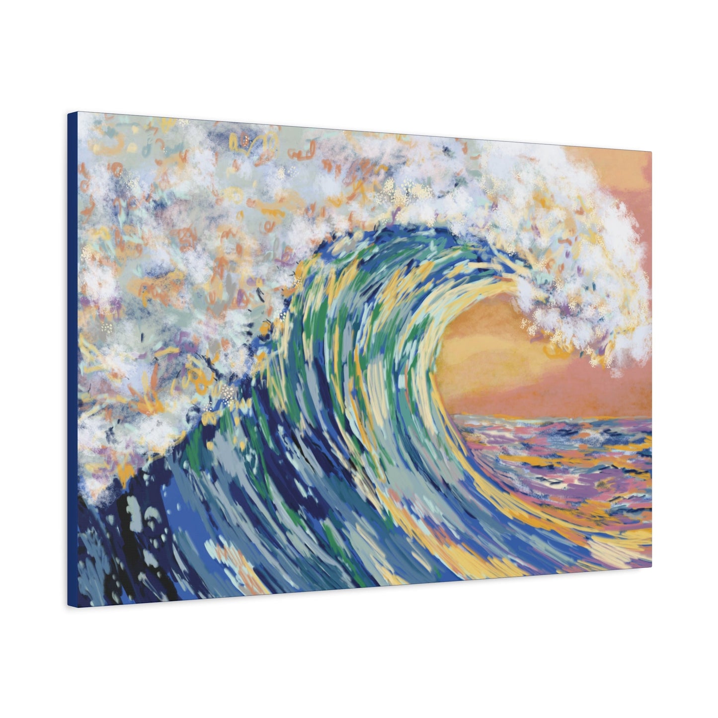 Ocean Wave Canvas Wall Art - Nautical Home Decor - Blue Cava