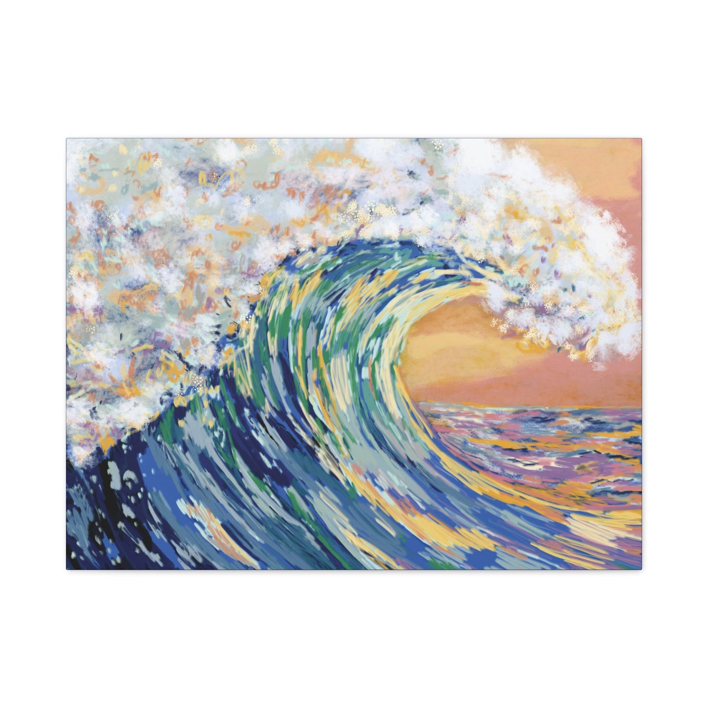 Ocean Wave Canvas Wall Art - Nautical Home Decor - Blue Cava