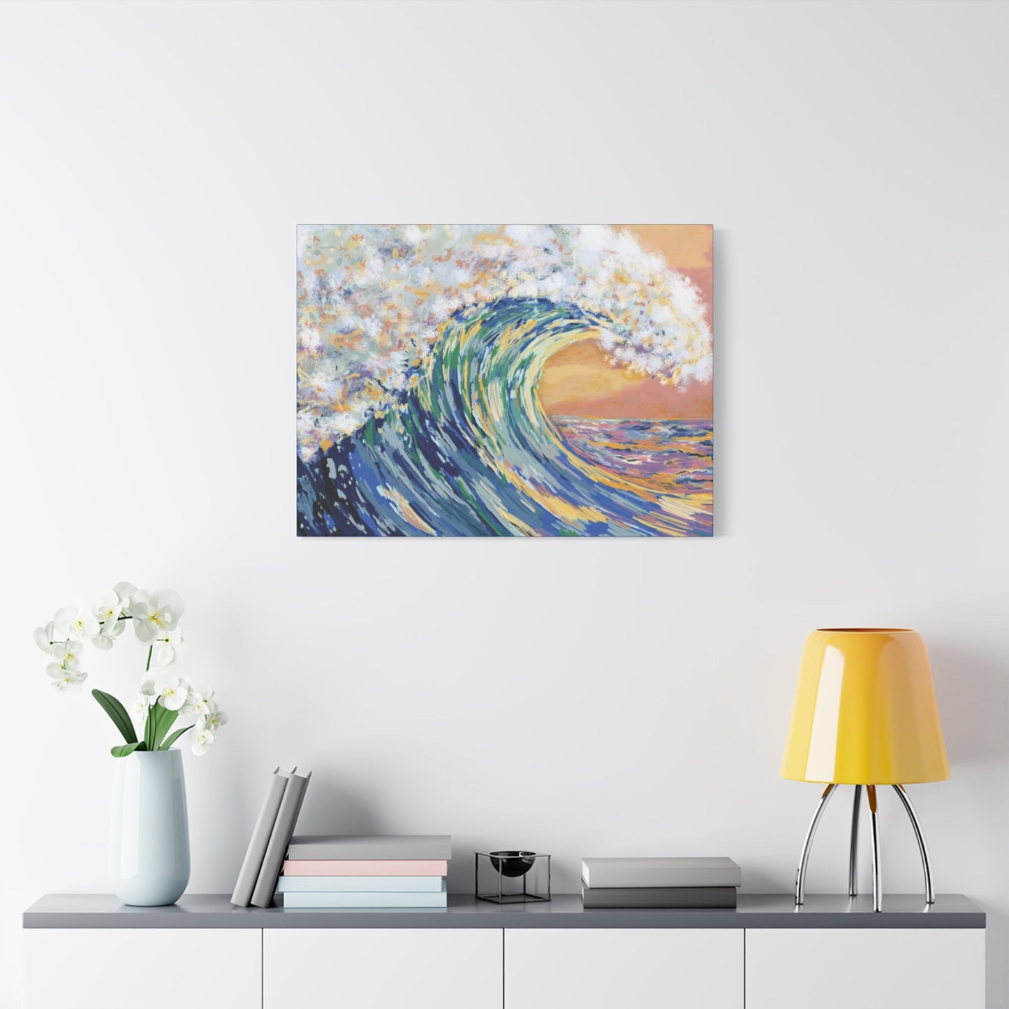 Ocean Wave Canvas Wall Art - Nautical Home Decor - Blue Cava