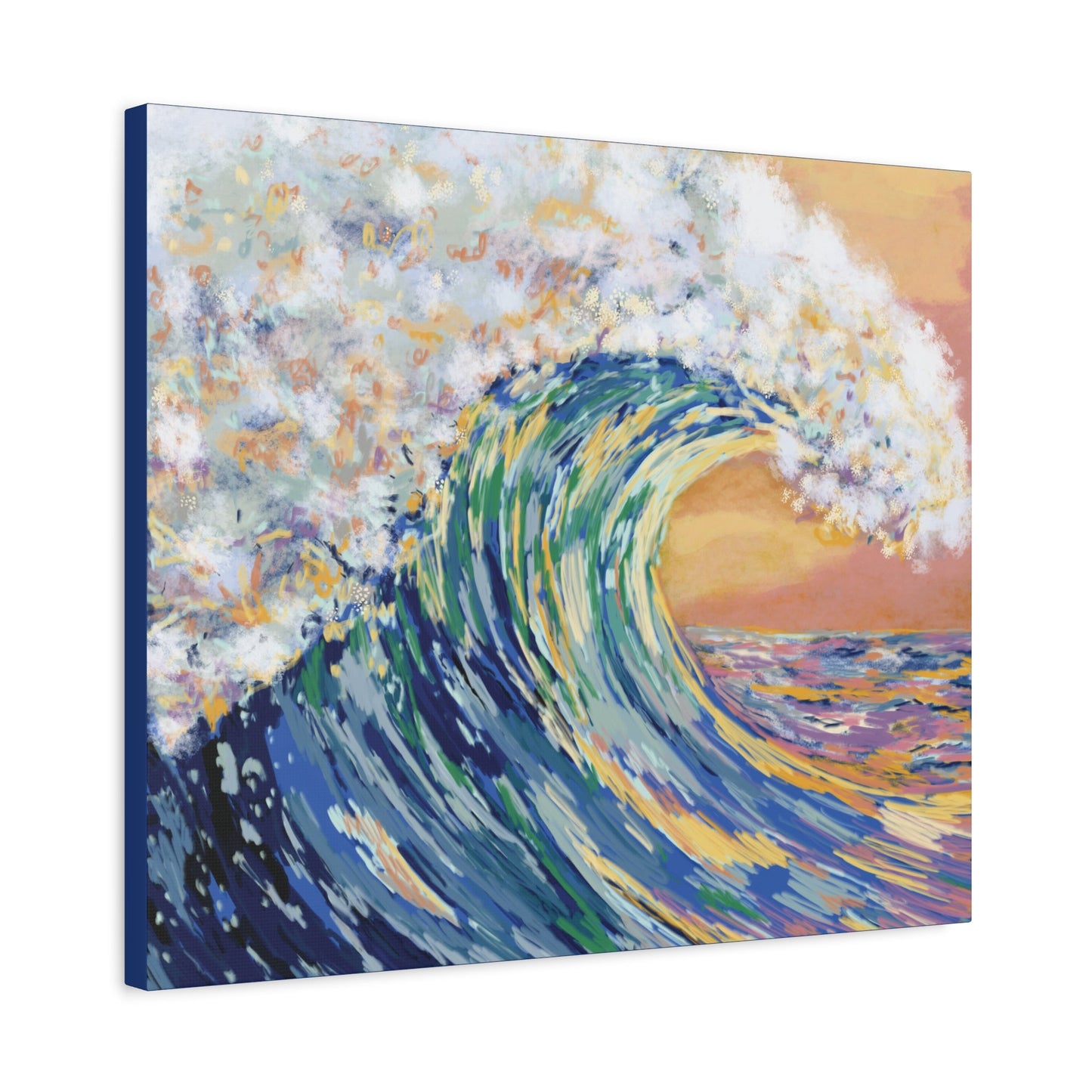 Ocean Wave Canvas Wall Art - Nautical Home Decor - Blue Cava