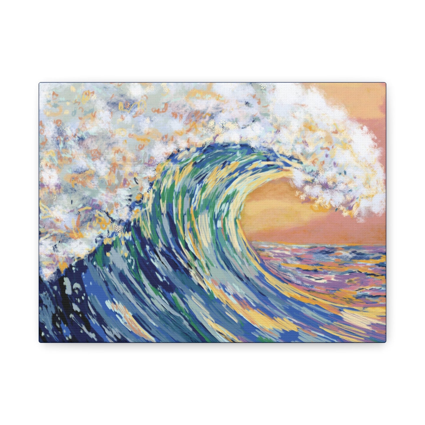 Ocean Wave Canvas Wall Art - Nautical Home Decor - Blue Cava