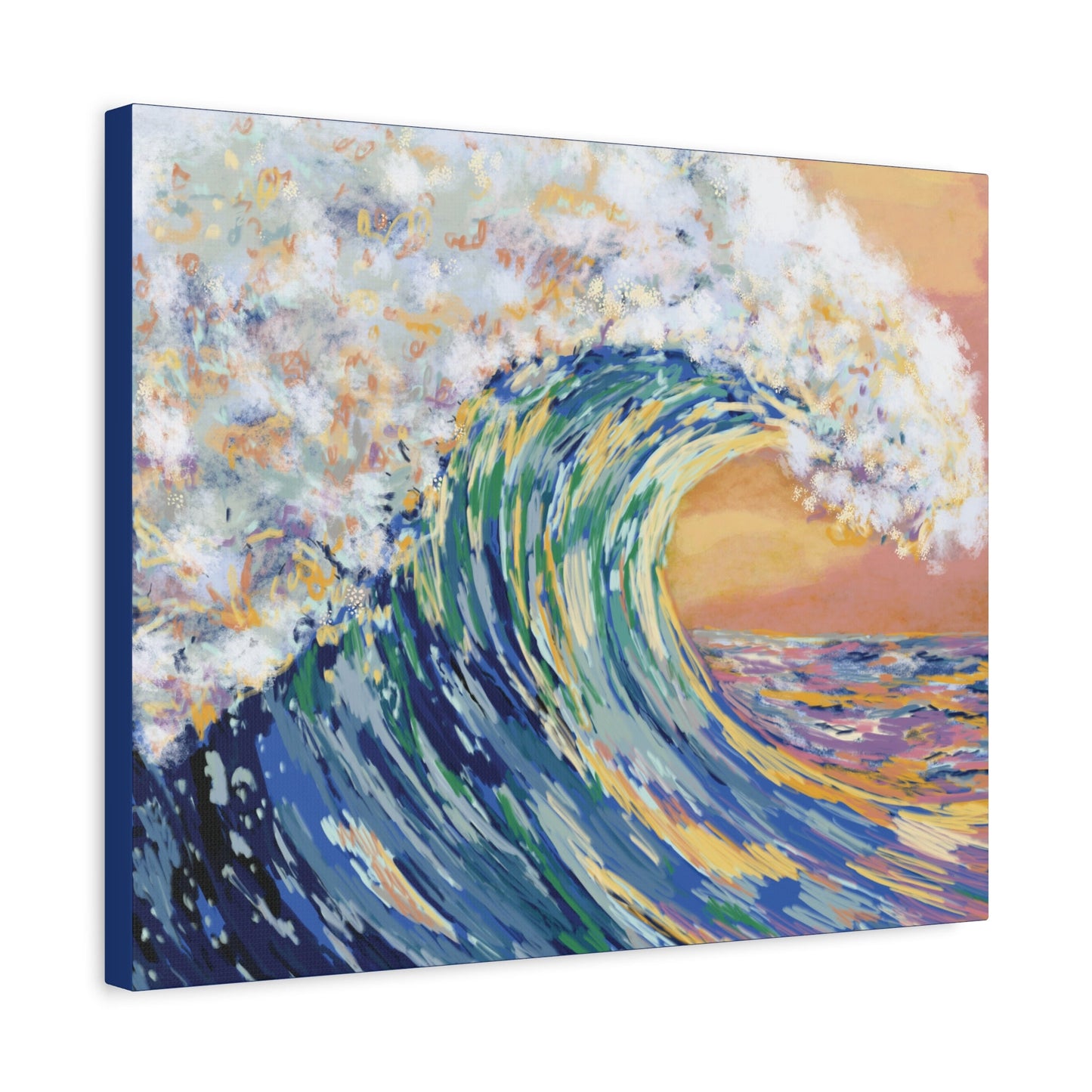 Ocean Wave Canvas Wall Art - Nautical Home Decor - Blue Cava