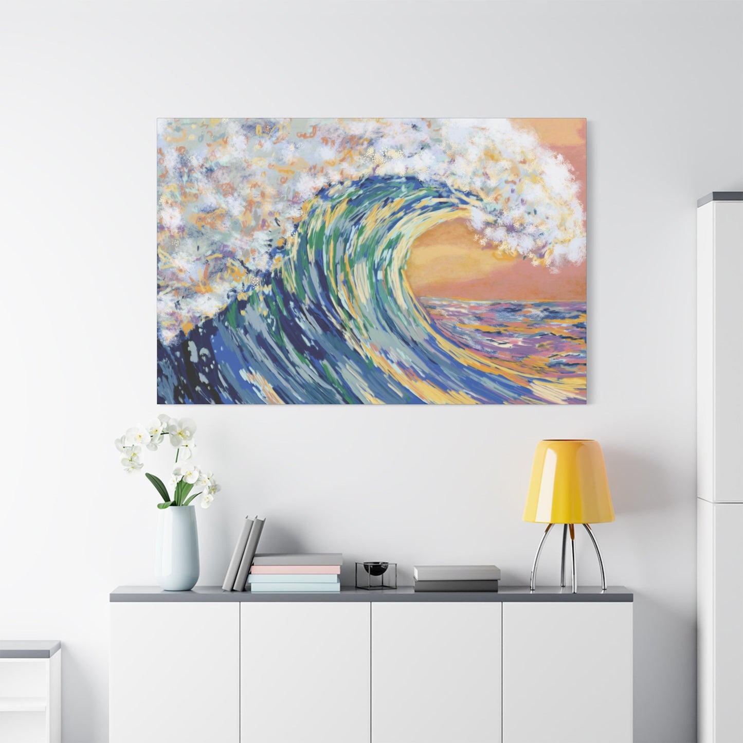 Ocean Wave Canvas Wall Art - Nautical Home Decor - Blue Cava