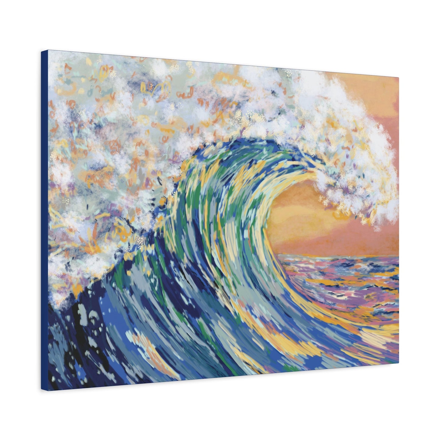 Ocean Wave Canvas Wall Art - Nautical Home Decor - Blue Cava