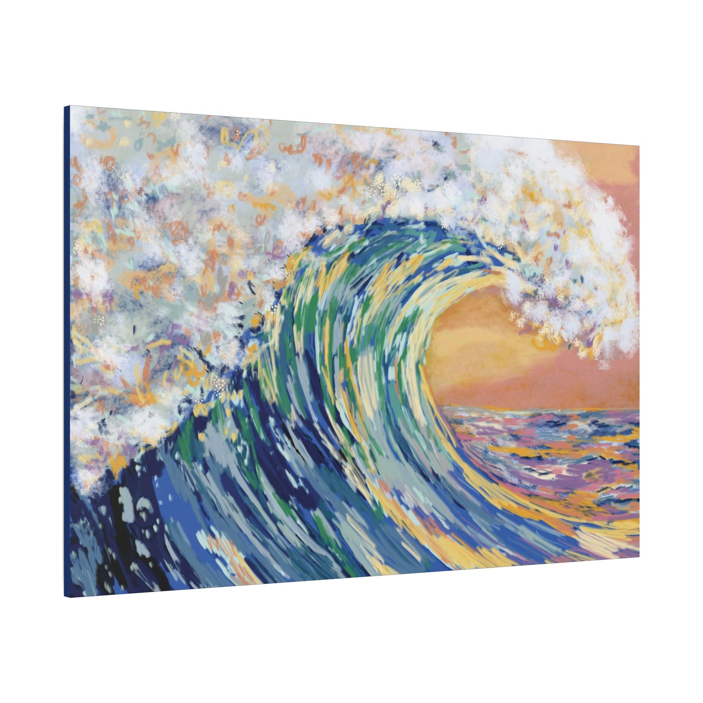 Ocean Wave Canvas Wall Art - Nautical Home Decor - Blue Cava