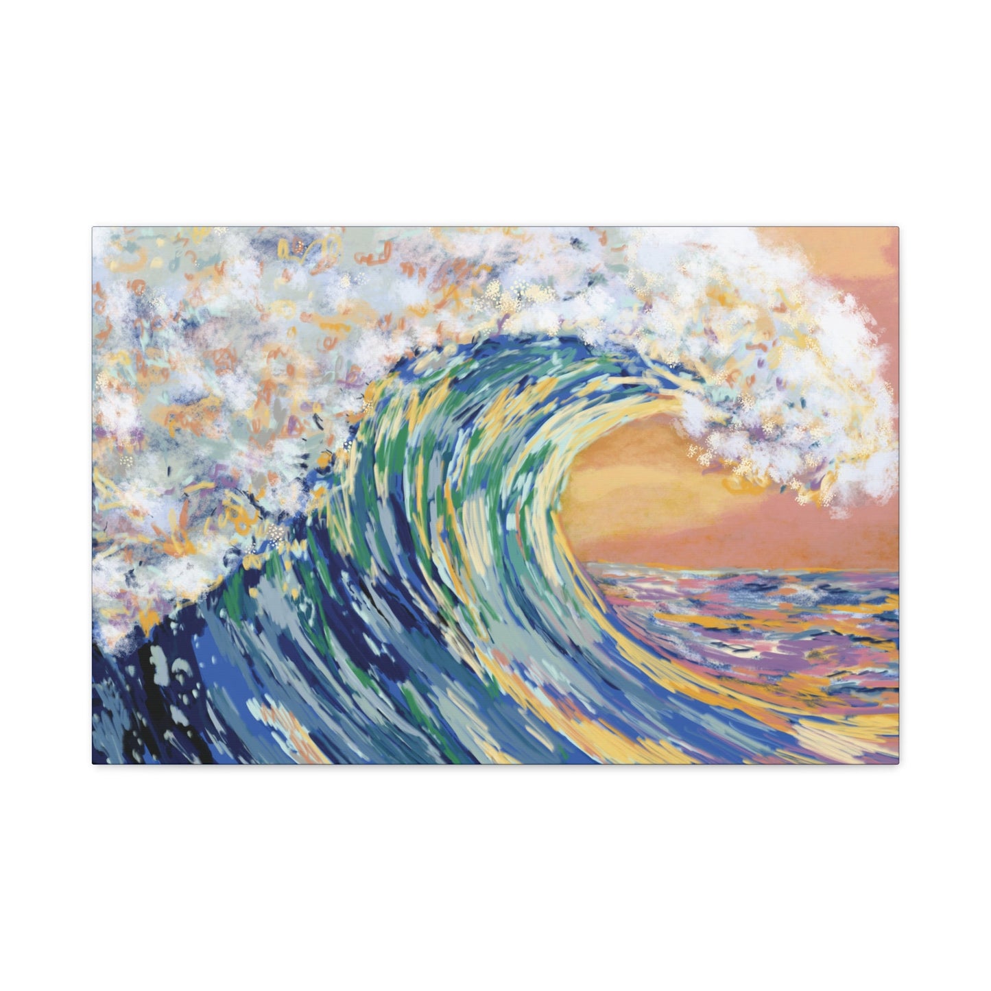 Ocean Wave Canvas Wall Art - Nautical Home Decor - Blue Cava