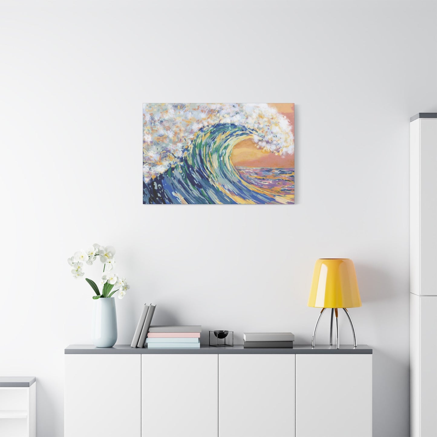 Ocean Wave Canvas Wall Art - Nautical Home Decor - Blue Cava
