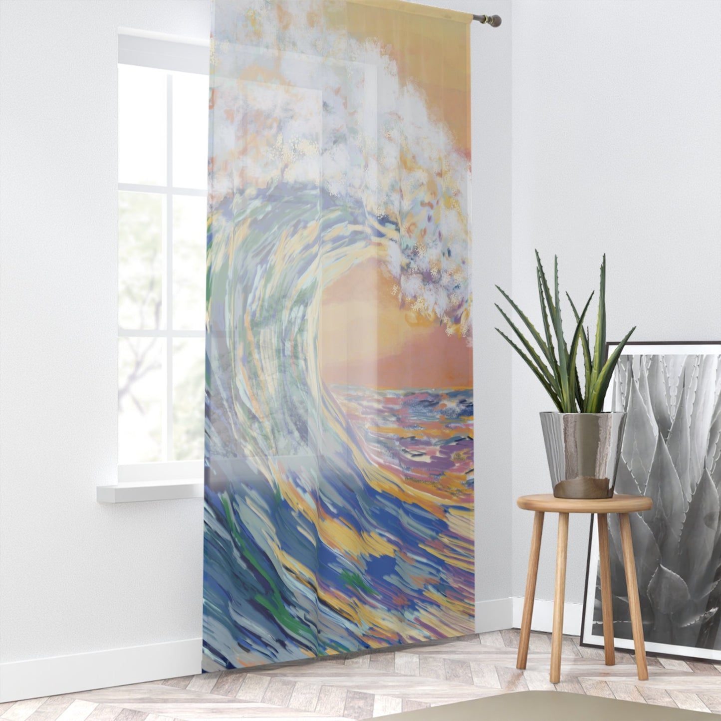 Ocean Wave Window Curtain - Blue Cava