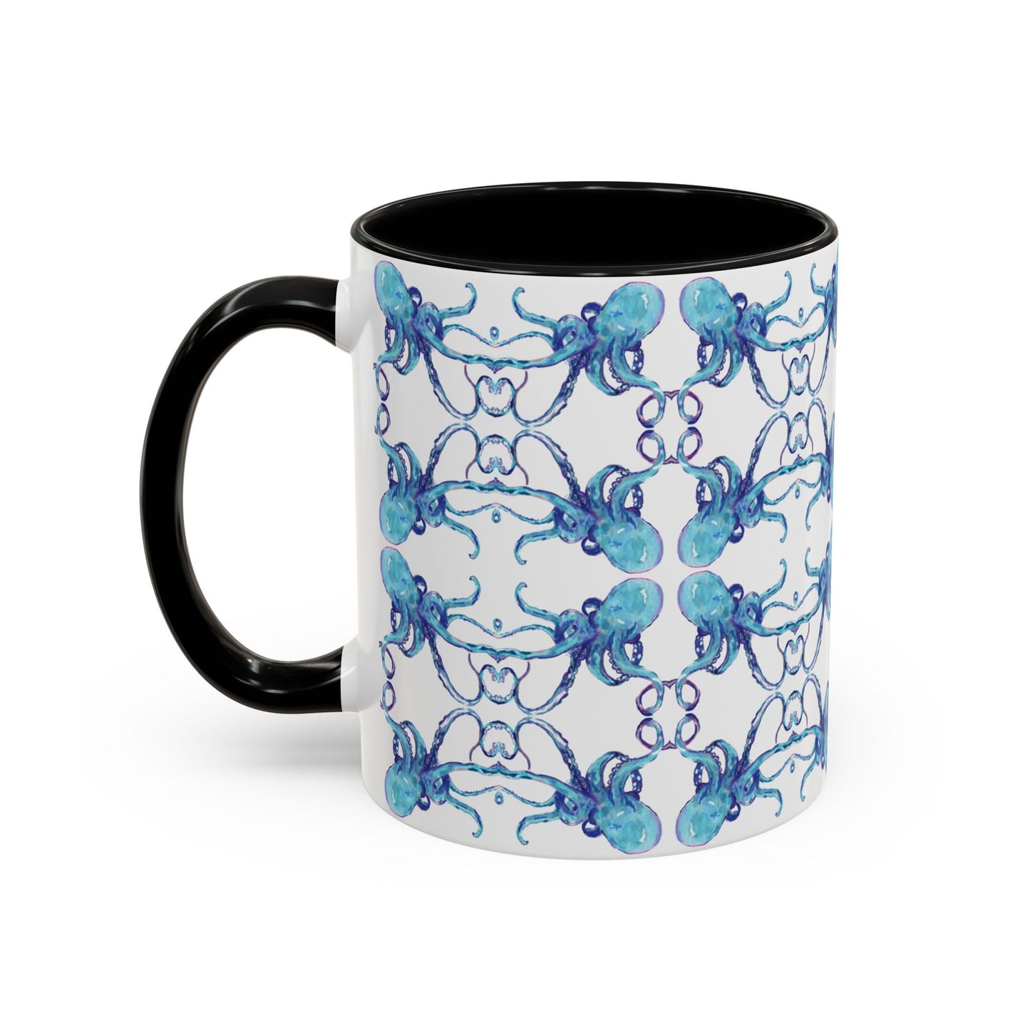 Octopus Two - Tone Ceramic Mugs - 11 oz & 15 oz - Blue Cava