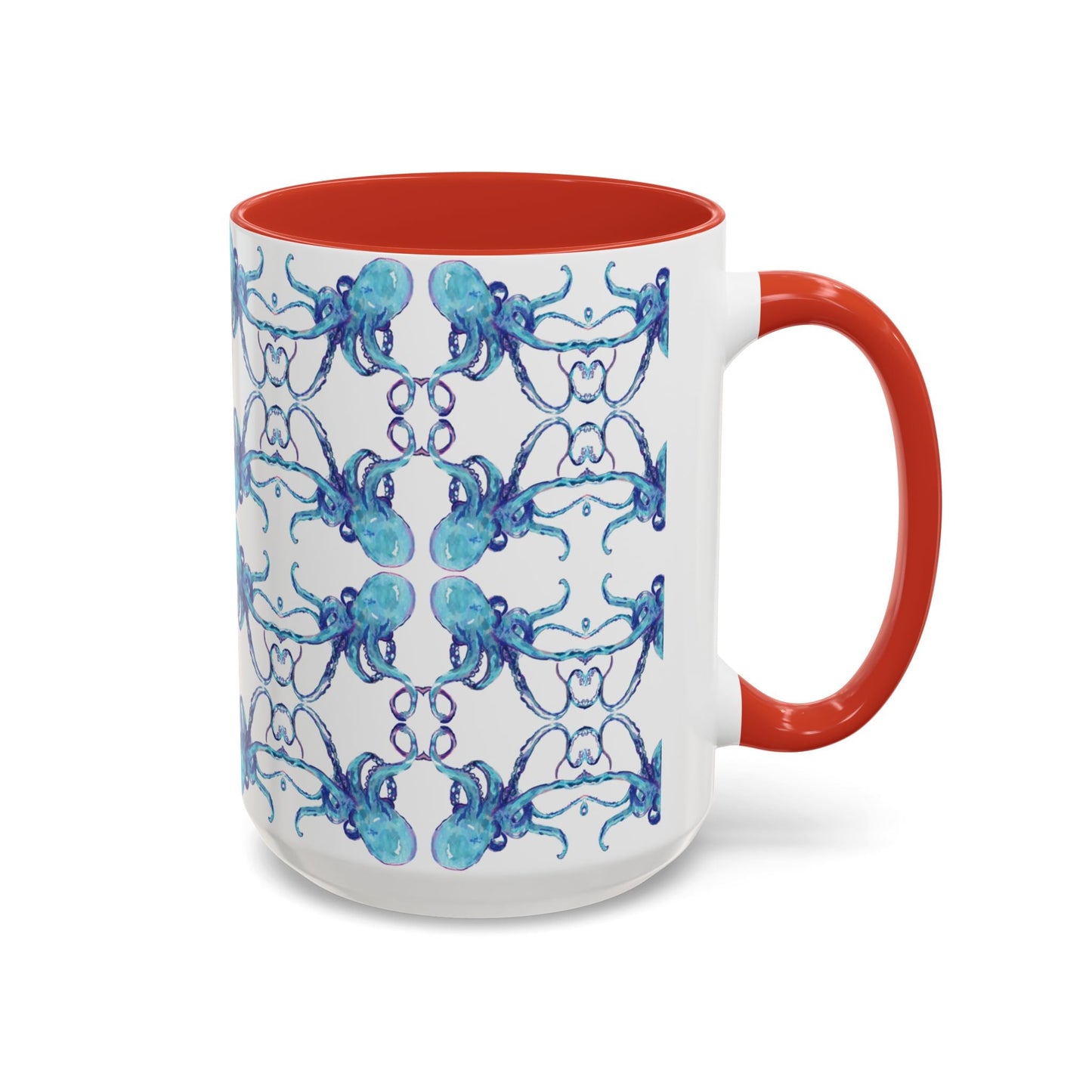 Octopus Two - Tone Ceramic Mugs - 11 oz & 15 oz - Blue Cava