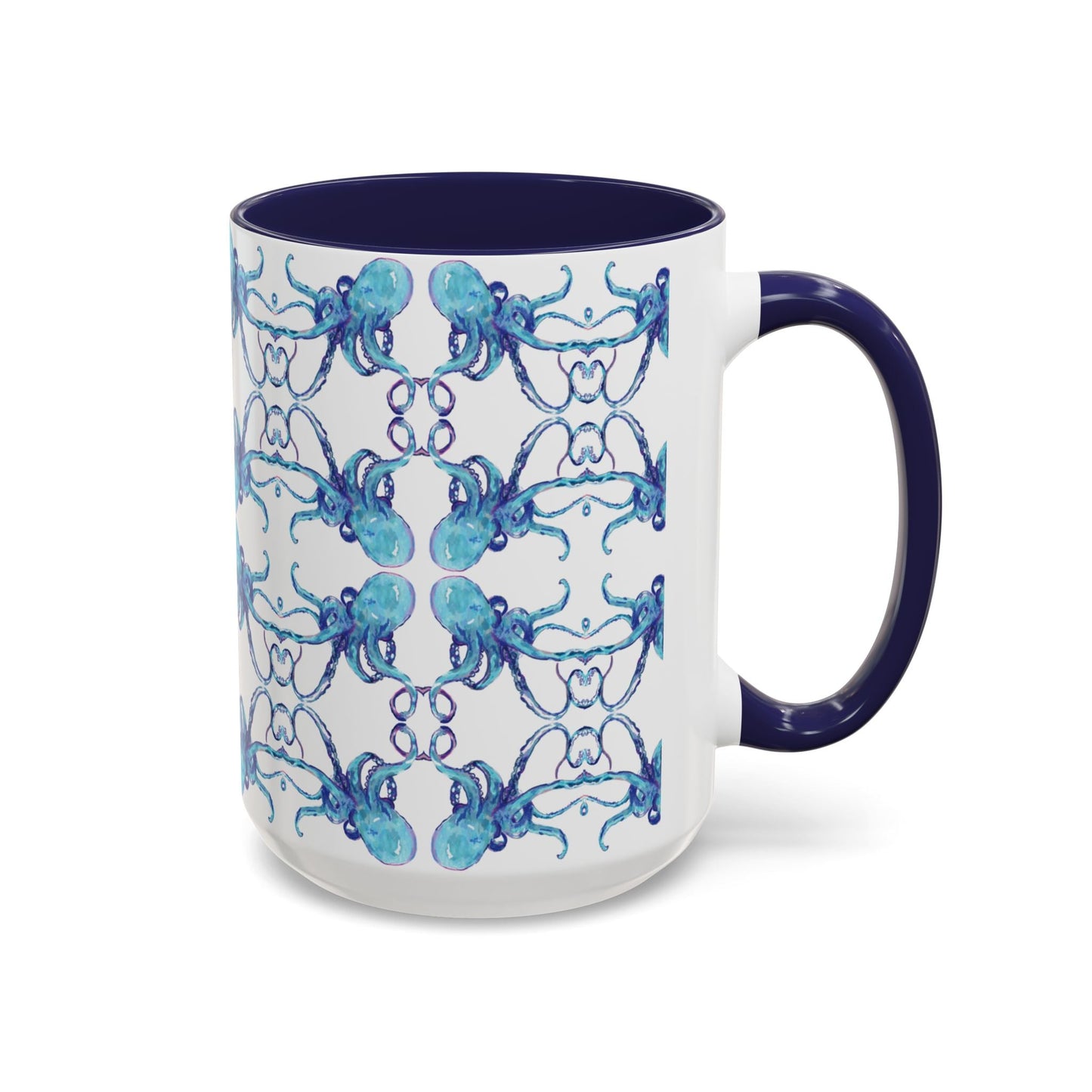Octopus Two - Tone Ceramic Mugs - 11 oz & 15 oz - Blue Cava