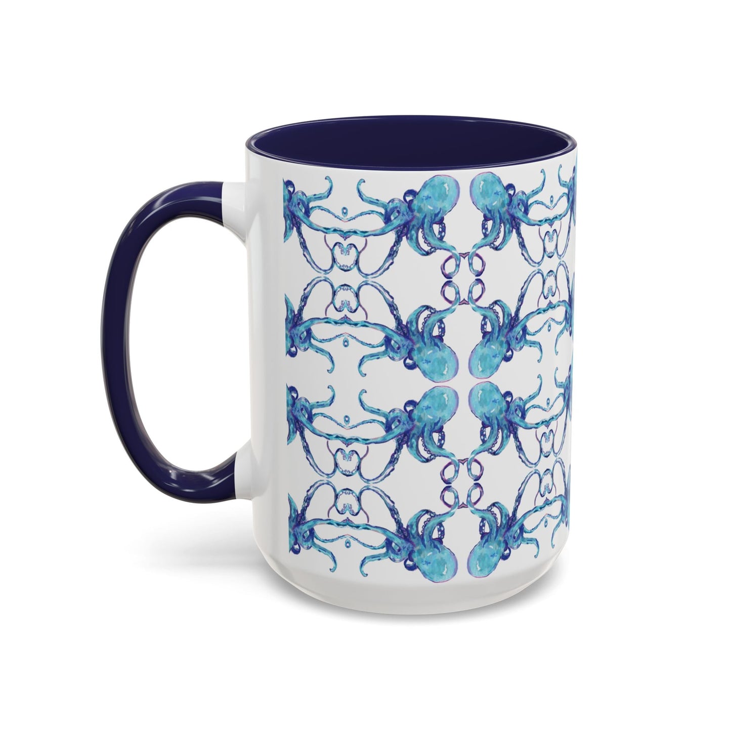 Octopus Two - Tone Ceramic Mugs - 11 oz & 15 oz - Blue Cava