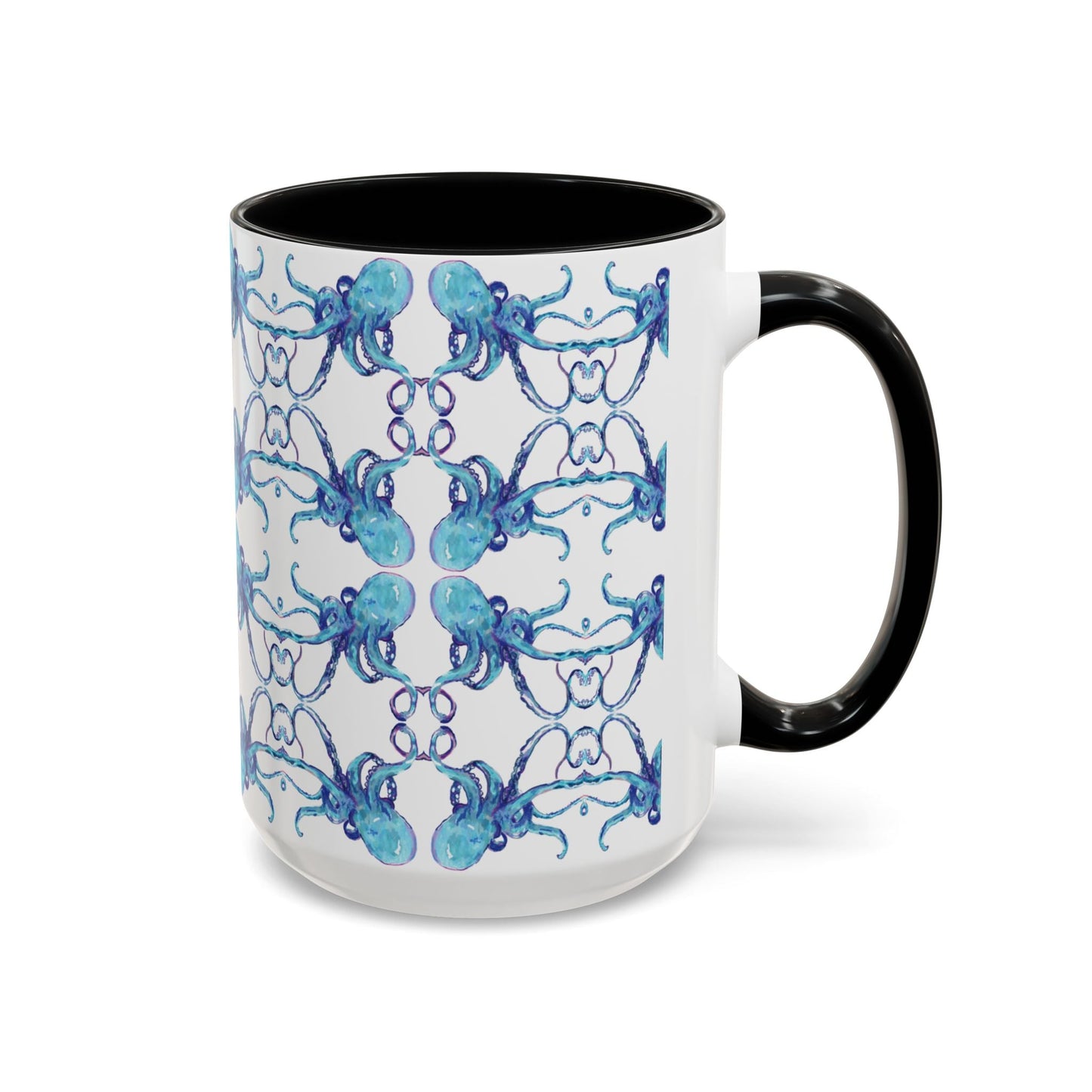 Octopus Two - Tone Ceramic Mugs - 11 oz & 15 oz - Blue Cava