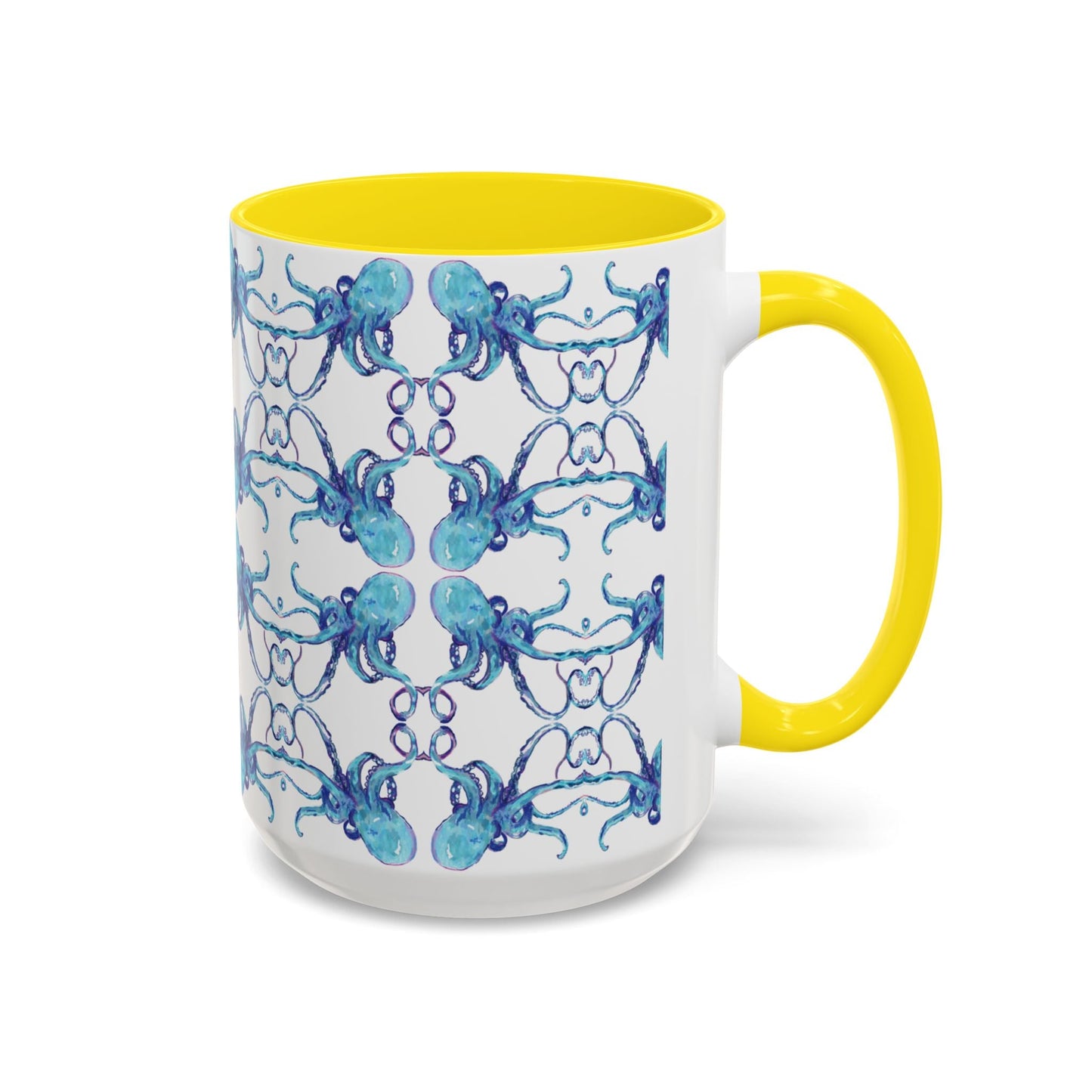 Octopus Two - Tone Ceramic Mugs - 11 oz & 15 oz - Blue Cava
