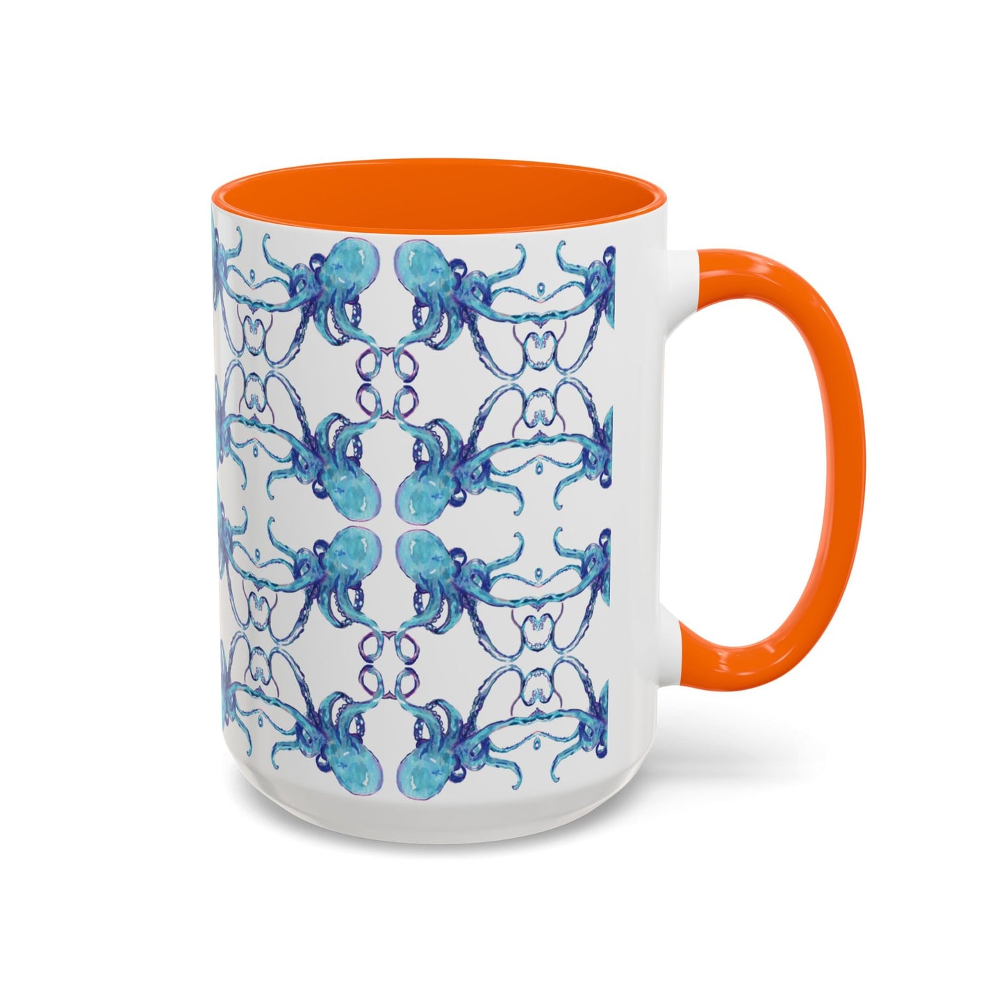 Octopus Two - Tone Ceramic Mugs - 11 oz & 15 oz - Blue Cava