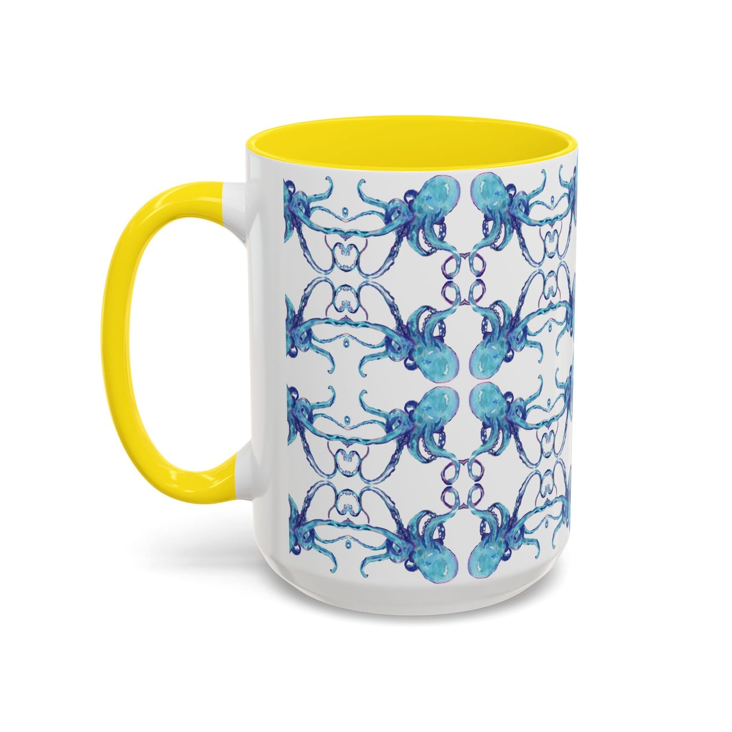 Octopus Two - Tone Ceramic Mugs - 11 oz & 15 oz - Blue Cava