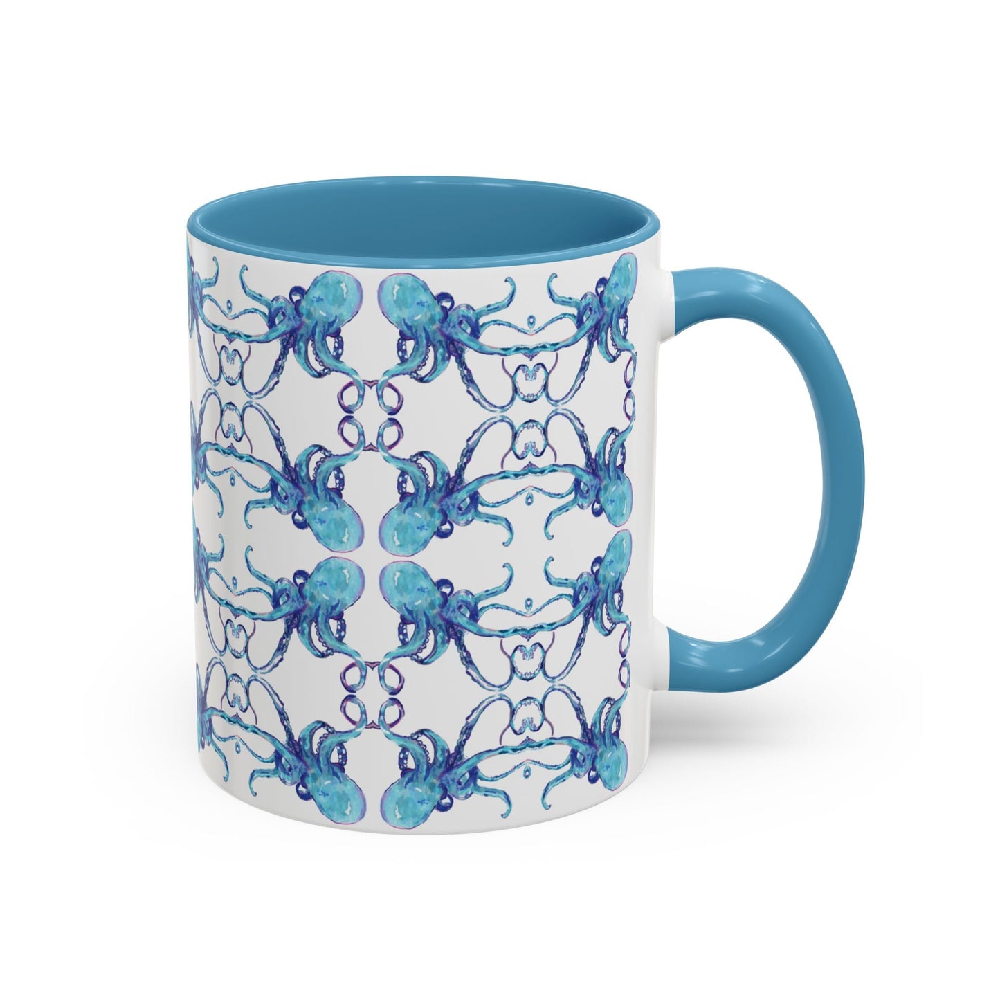 Octopus Two - Tone Ceramic Mugs - 11 oz & 15 oz - Blue Cava