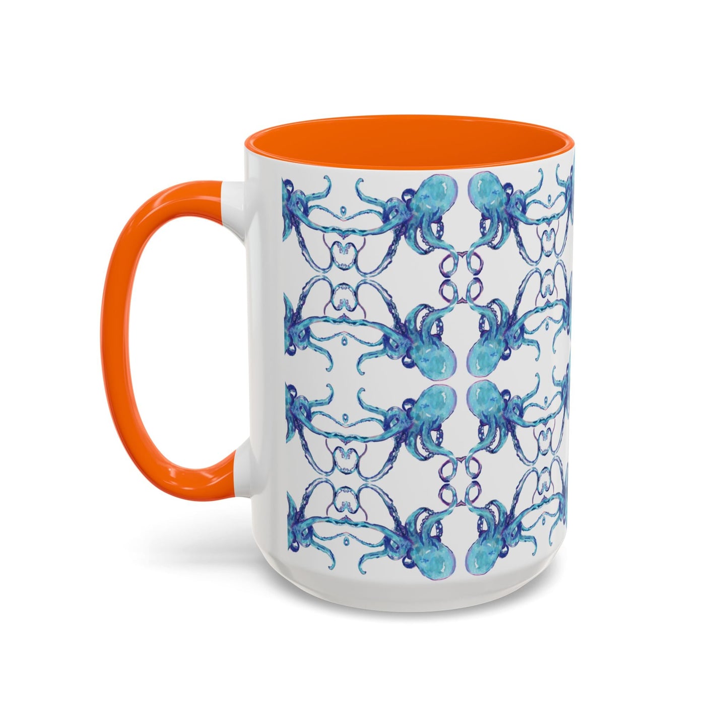 Octopus Two - Tone Ceramic Mugs - 11 oz & 15 oz - Blue Cava