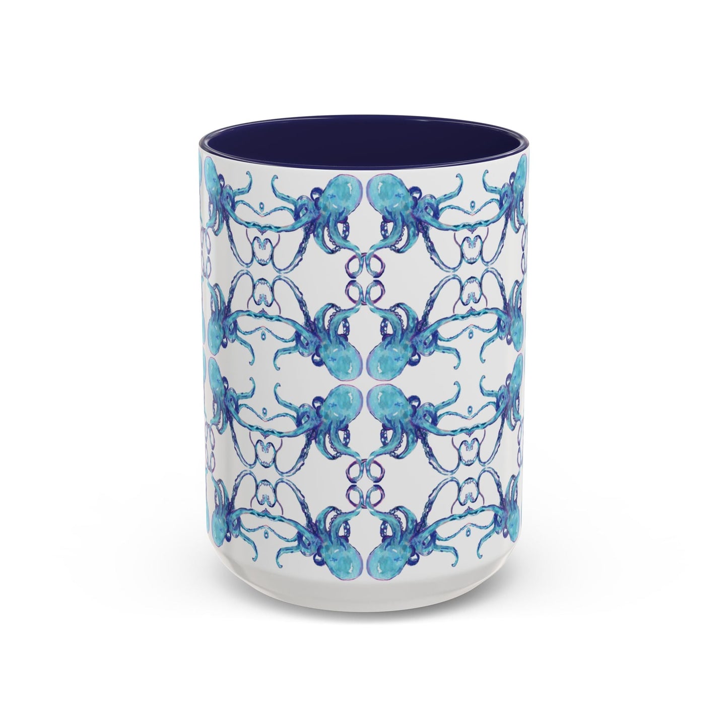 Octopus Two - Tone Ceramic Mugs - 11 oz & 15 oz - Blue Cava