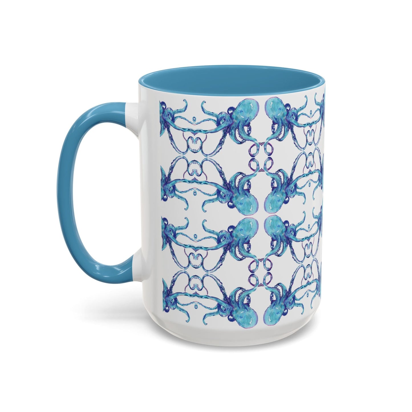 Octopus Two - Tone Ceramic Mugs - 11 oz & 15 oz - Blue Cava