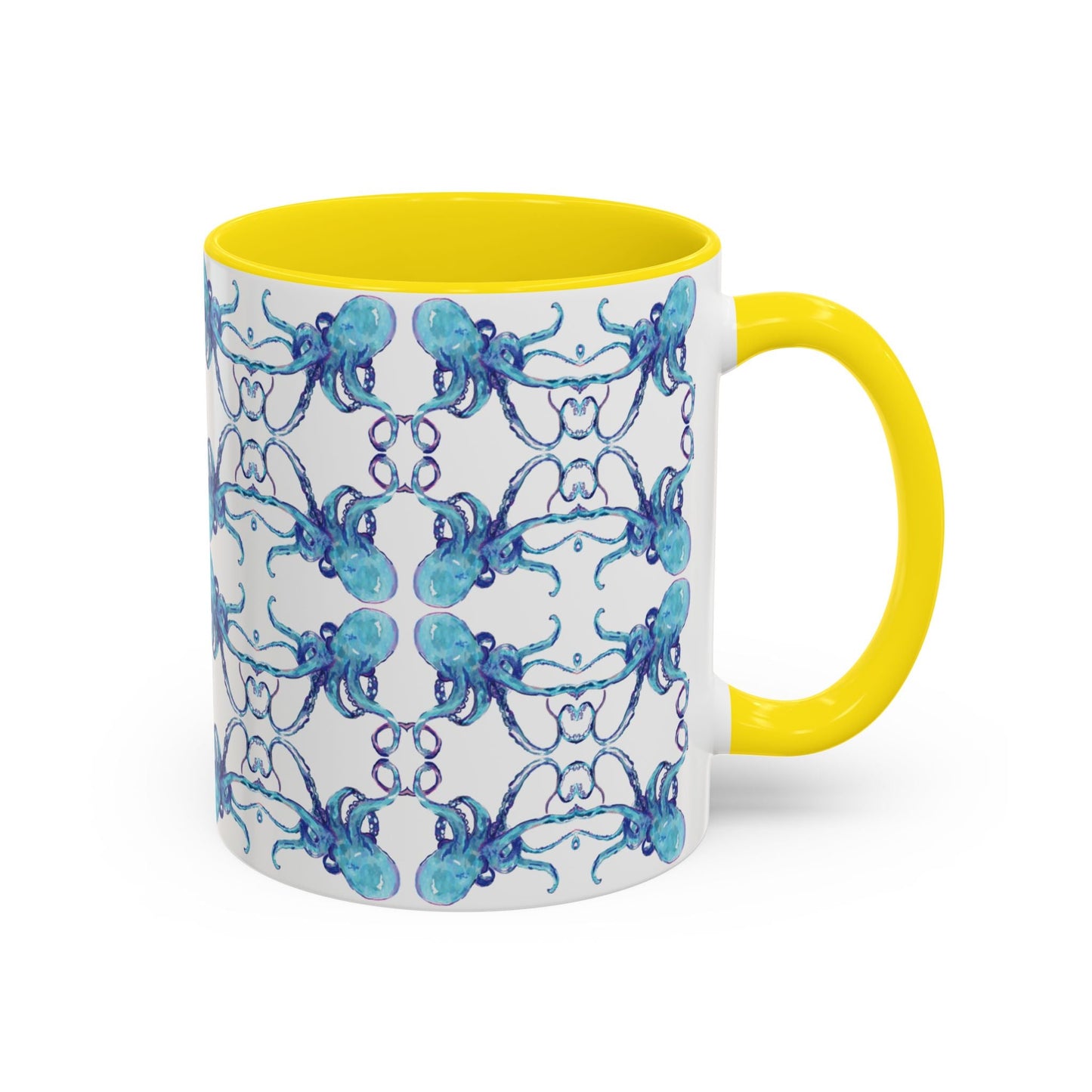 Octopus Two - Tone Ceramic Mugs - 11 oz & 15 oz - Blue Cava