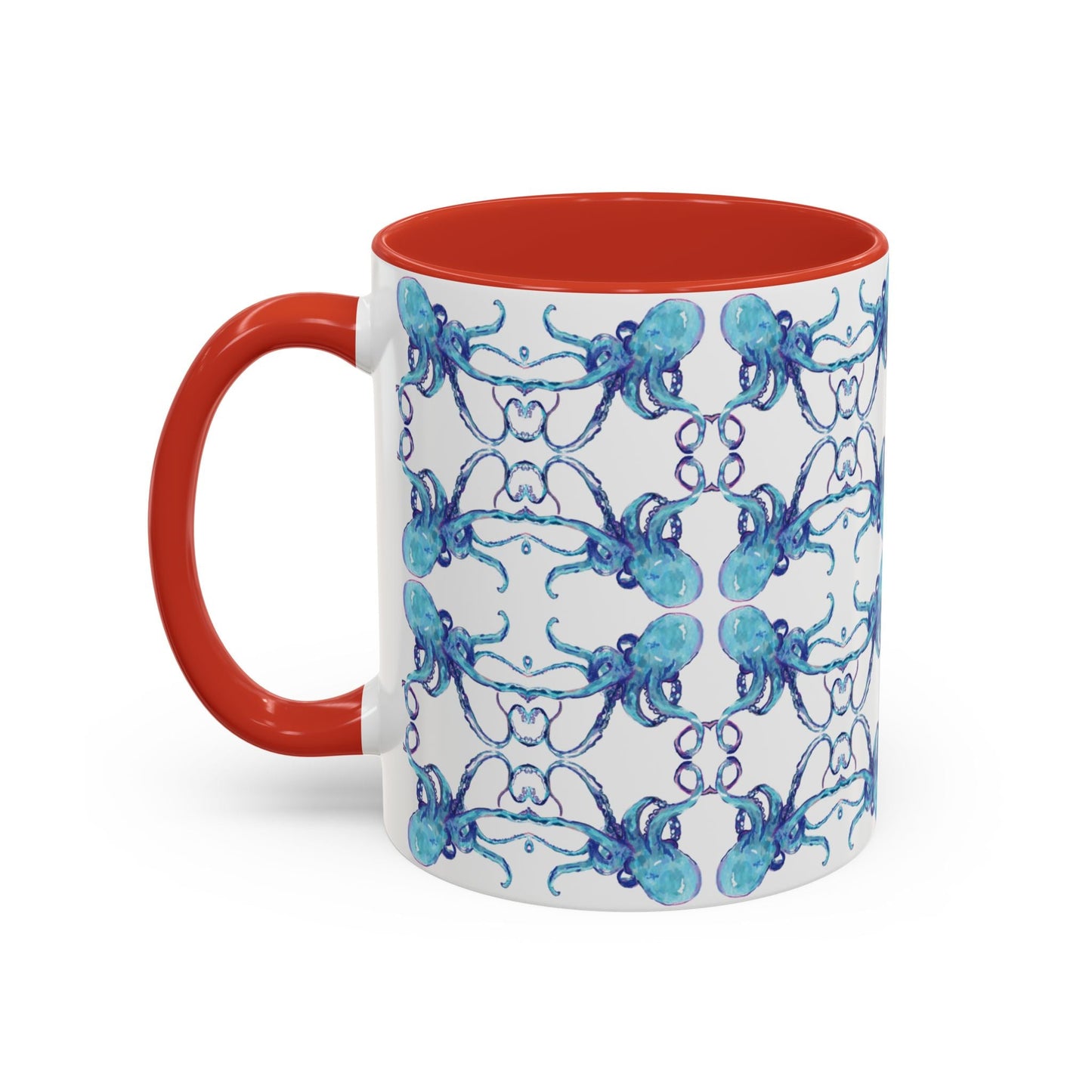 Octopus Two - Tone Ceramic Mugs - 11 oz & 15 oz - Blue Cava