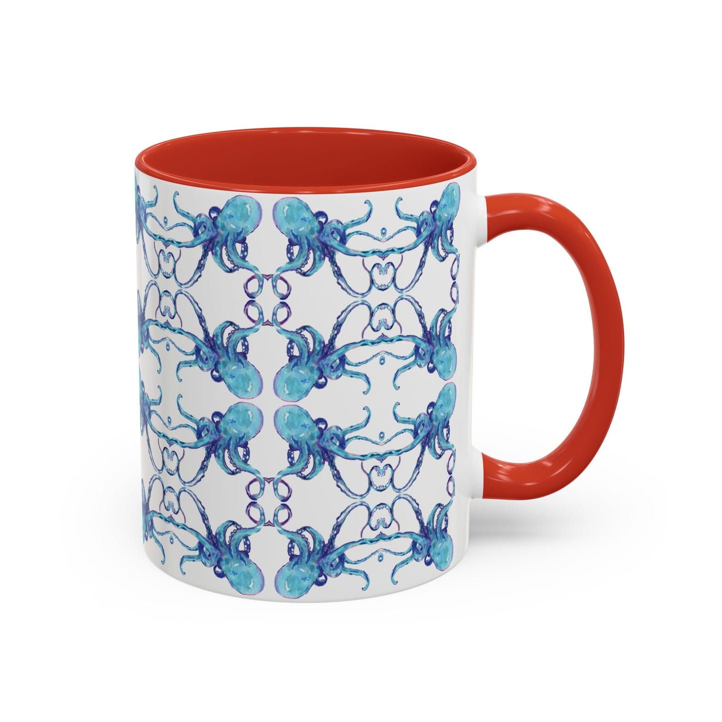 Octopus Two - Tone Ceramic Mugs - 11 oz & 15 oz - Blue Cava