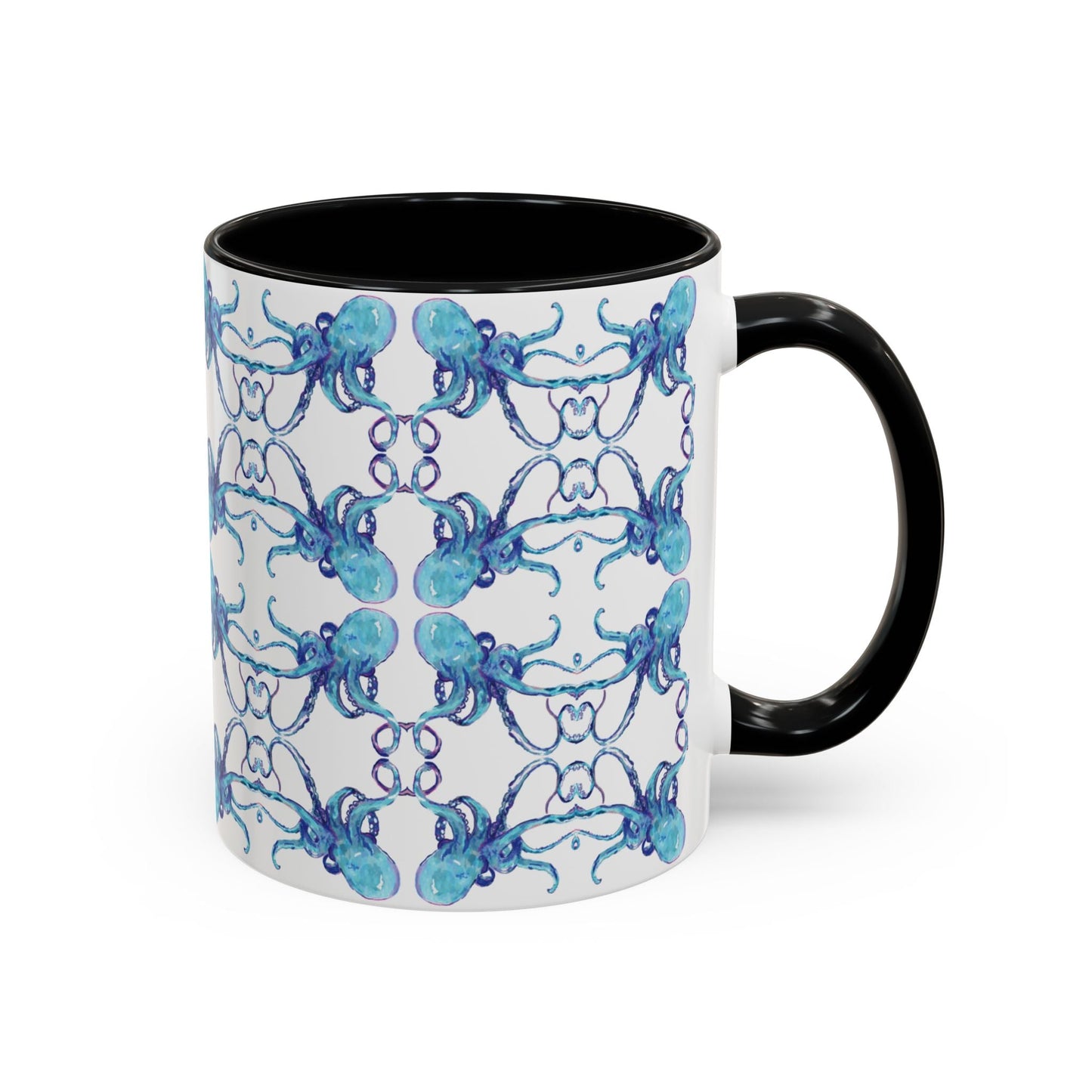 Octopus Two - Tone Ceramic Mugs - 11 oz & 15 oz - Blue Cava