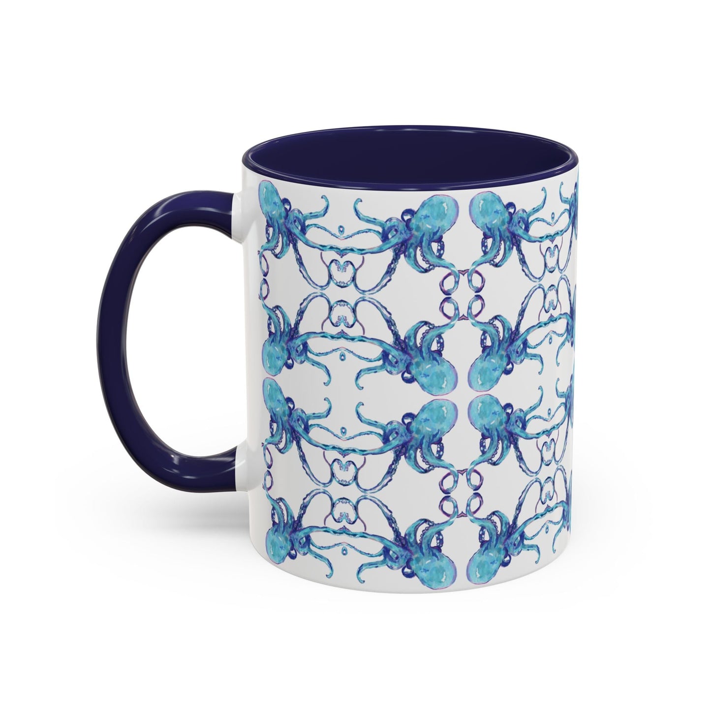 Octopus Two - Tone Ceramic Mugs - 11 oz & 15 oz - Blue Cava