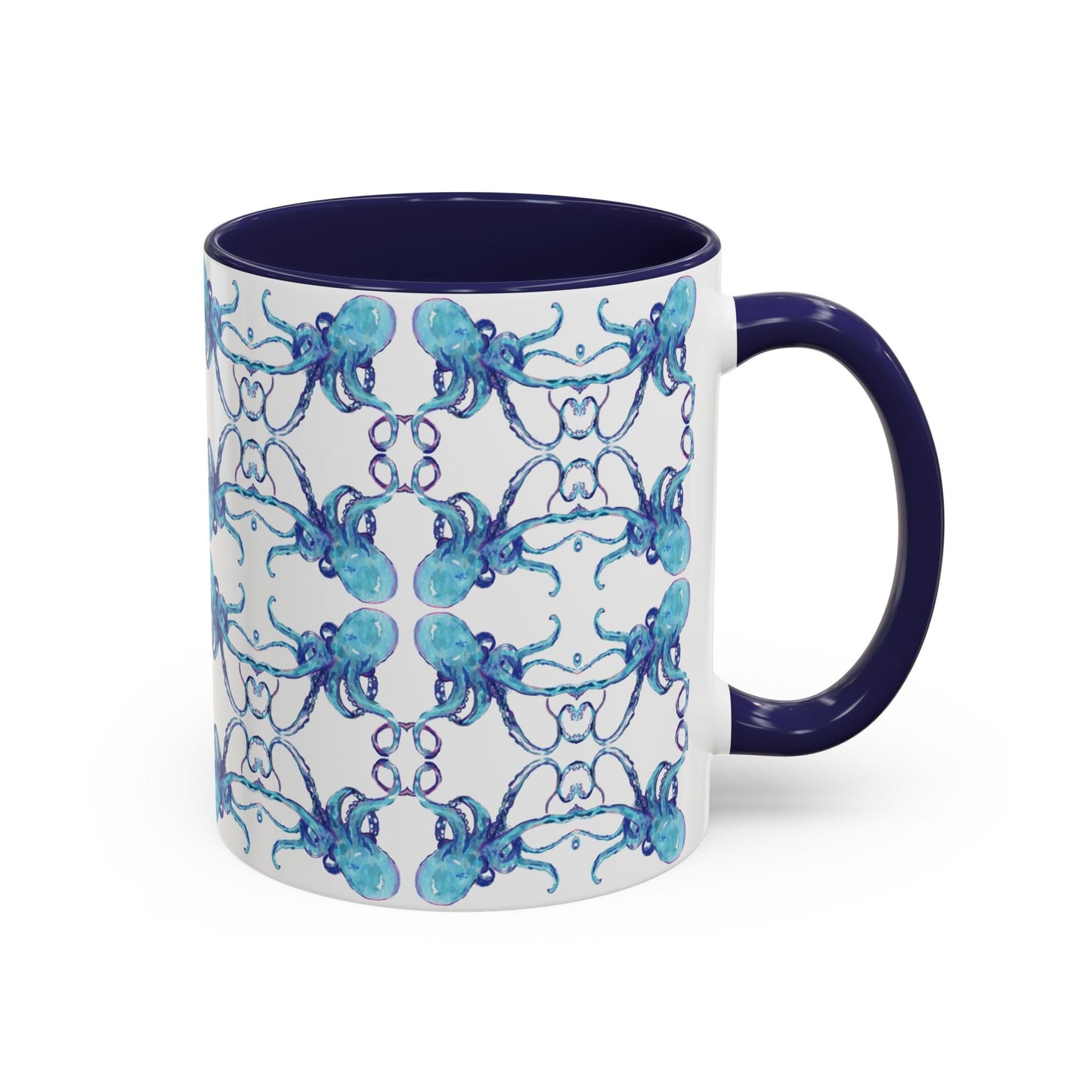 Octopus Two - Tone Ceramic Mugs - 11 oz & 15 oz - Blue Cava