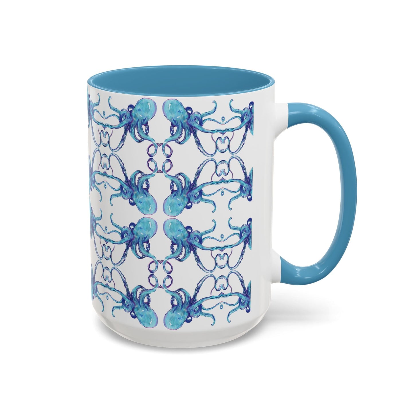 Octopus Two - Tone Ceramic Mugs - 11 oz & 15 oz - Blue Cava