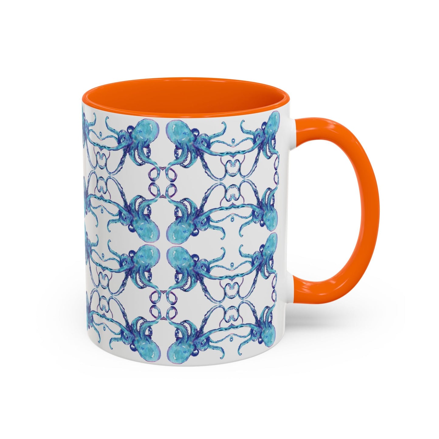 Octopus Two - Tone Ceramic Mugs - 11 oz & 15 oz - Blue Cava