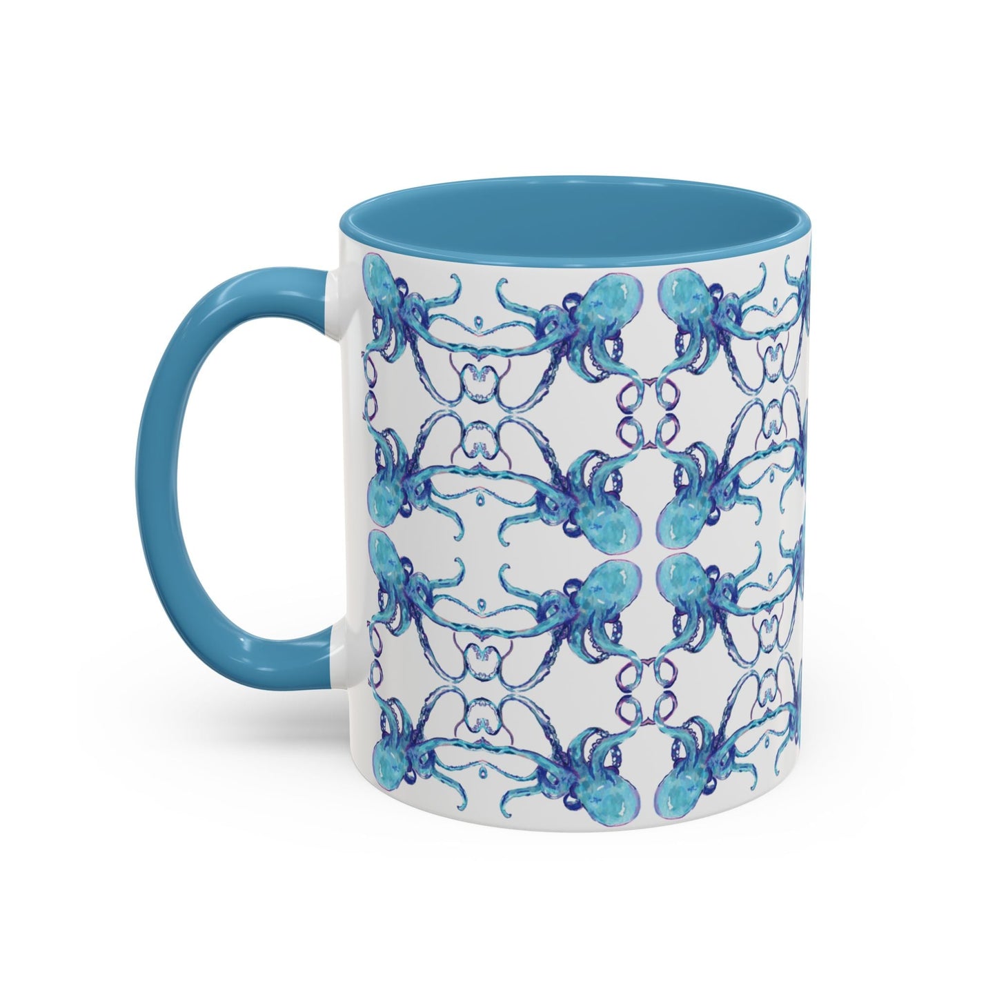 Octopus Two - Tone Ceramic Mugs - 11 oz & 15 oz - Blue Cava