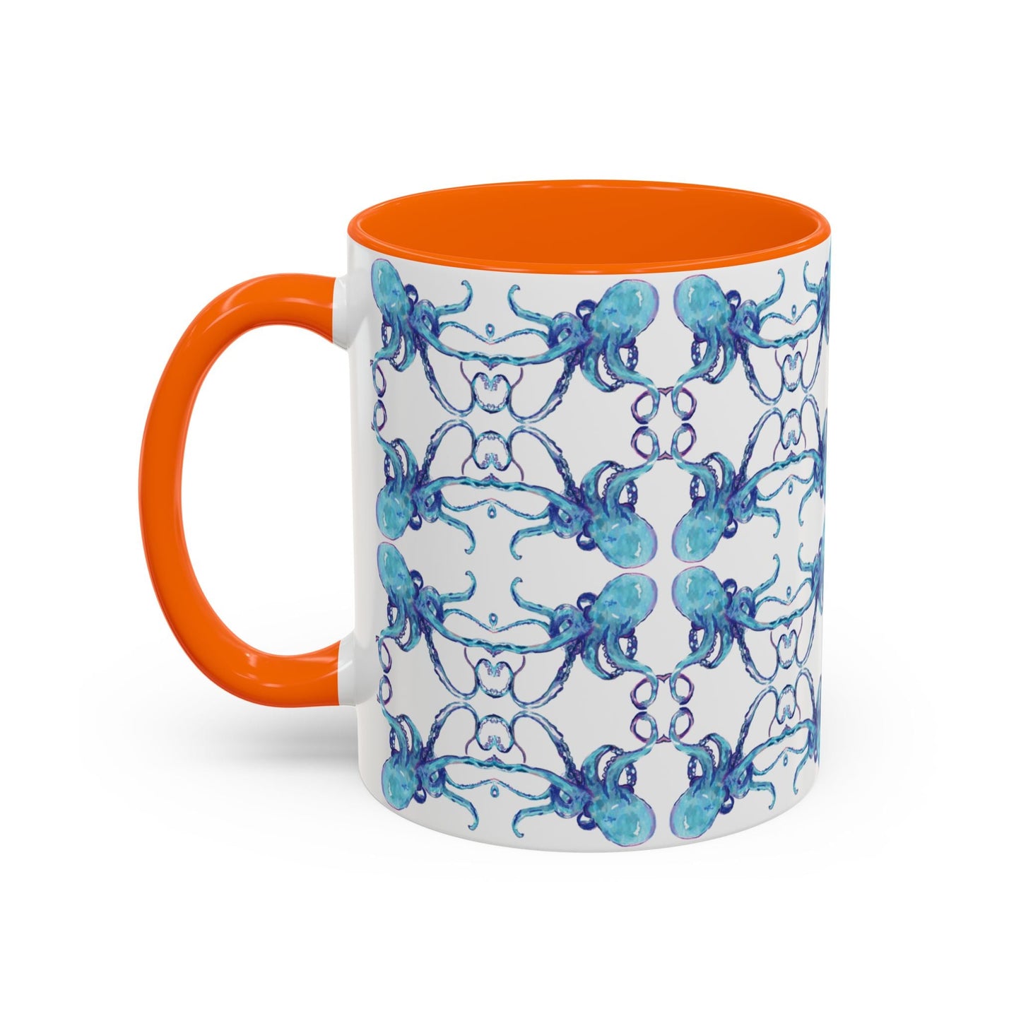 Octopus Two - Tone Ceramic Mugs - 11 oz & 15 oz - Blue Cava
