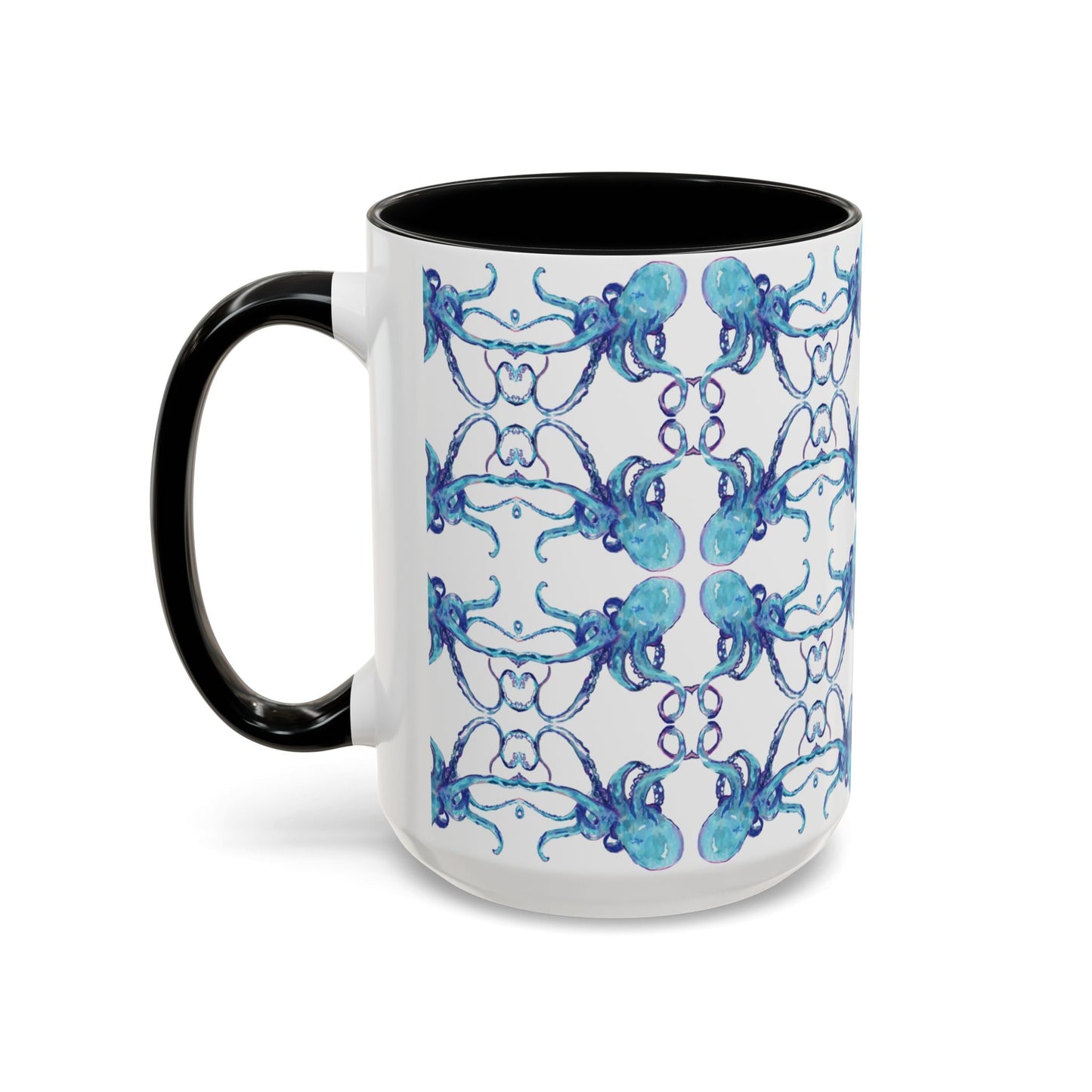 Octopus Two - Tone Ceramic Mugs - 11 oz & 15 oz - Blue Cava