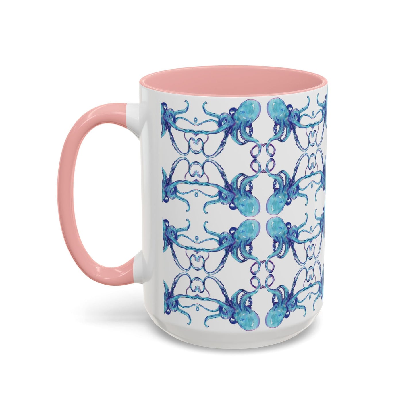 Octopus Two - Tone Ceramic Mugs - 11 oz & 15 oz - Blue Cava