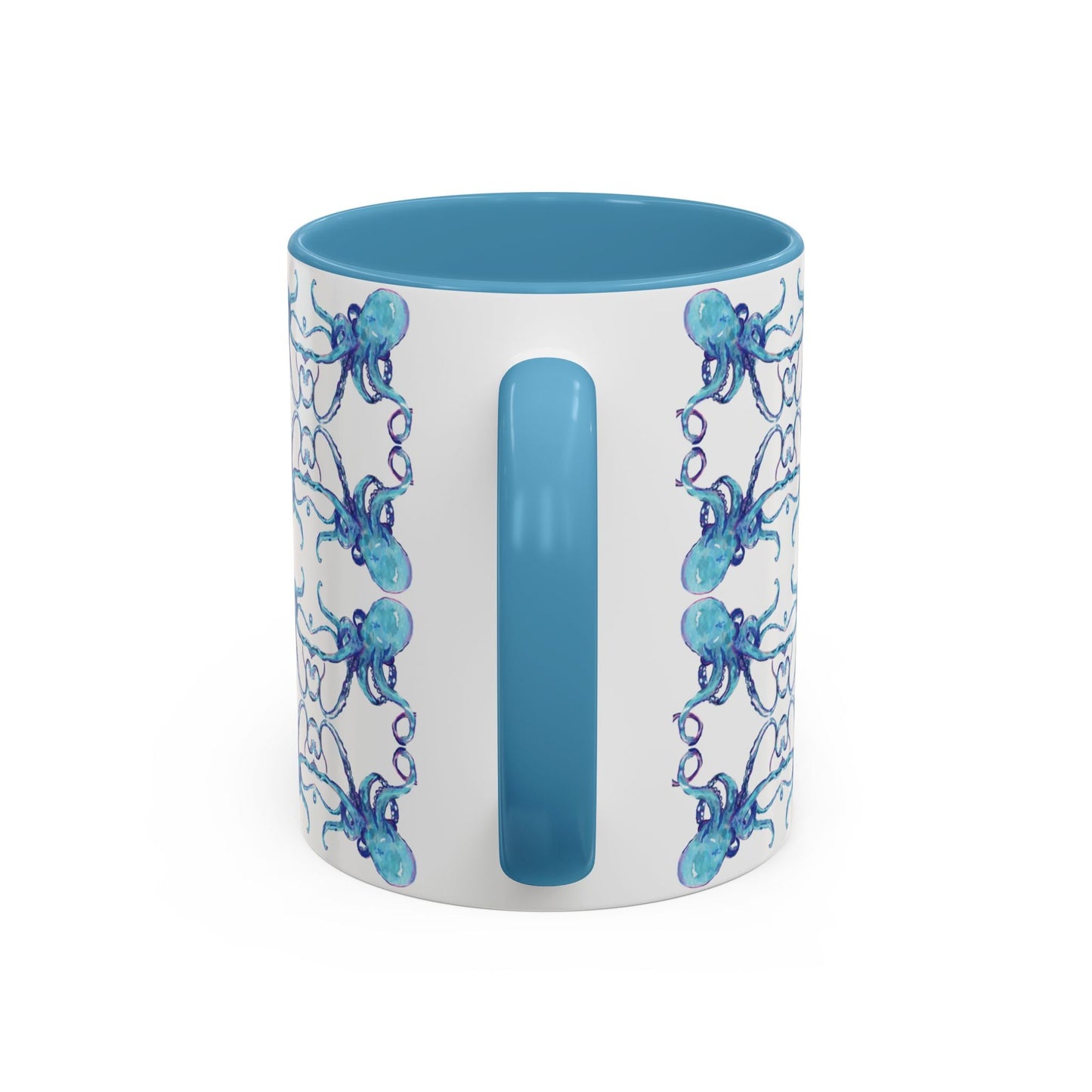 Octopus Two - Tone Ceramic Mugs - 11 oz & 15 oz - Blue Cava