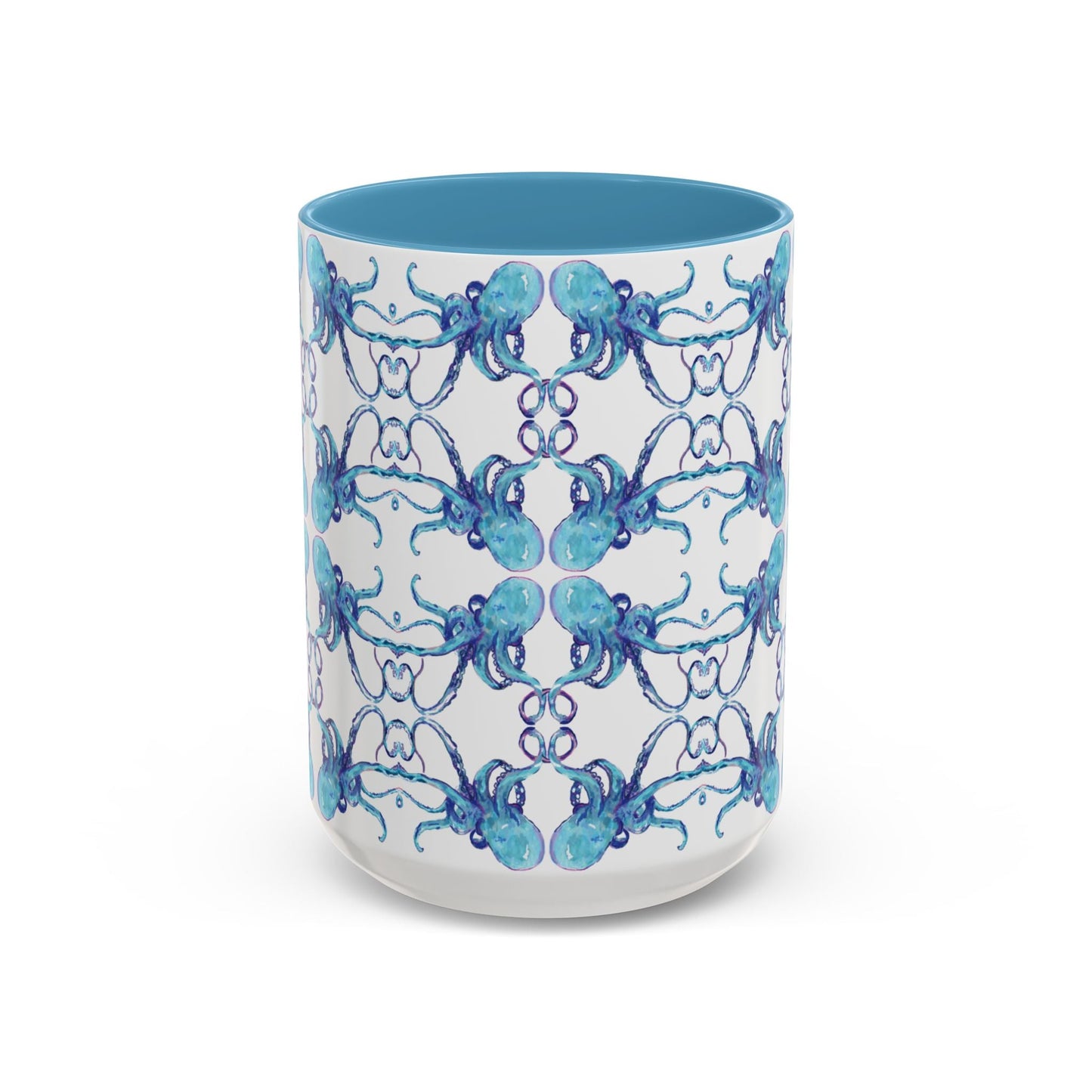 Octopus Two - Tone Ceramic Mugs - 11 oz & 15 oz - Blue Cava
