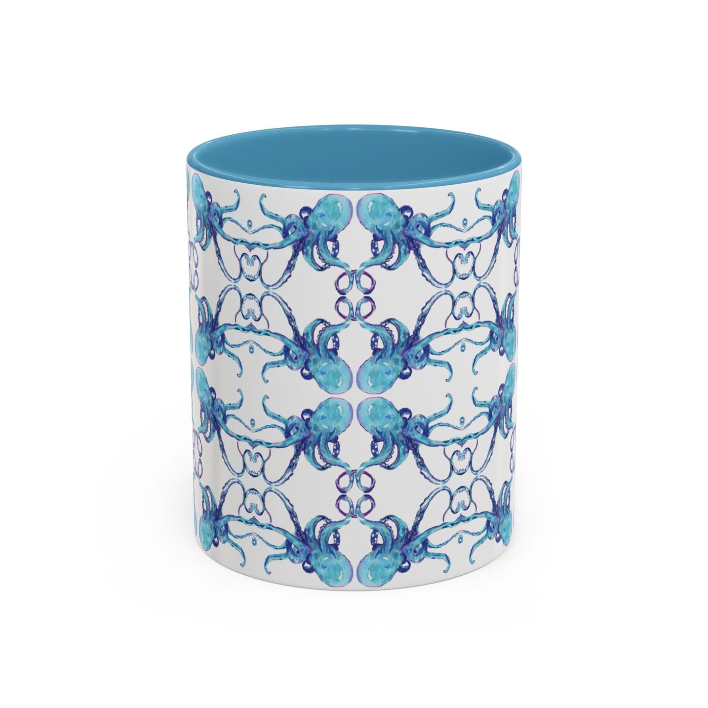Octopus Two - Tone Ceramic Mugs - 11 oz & 15 oz - Blue Cava