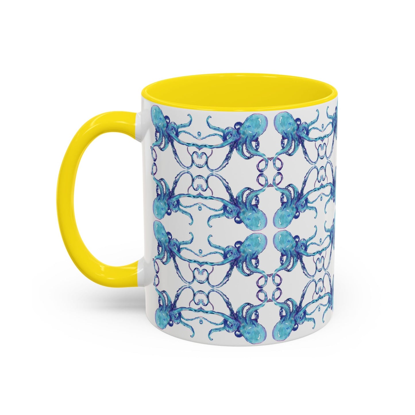 Octopus Two - Tone Ceramic Mugs - 11 oz & 15 oz - Blue Cava