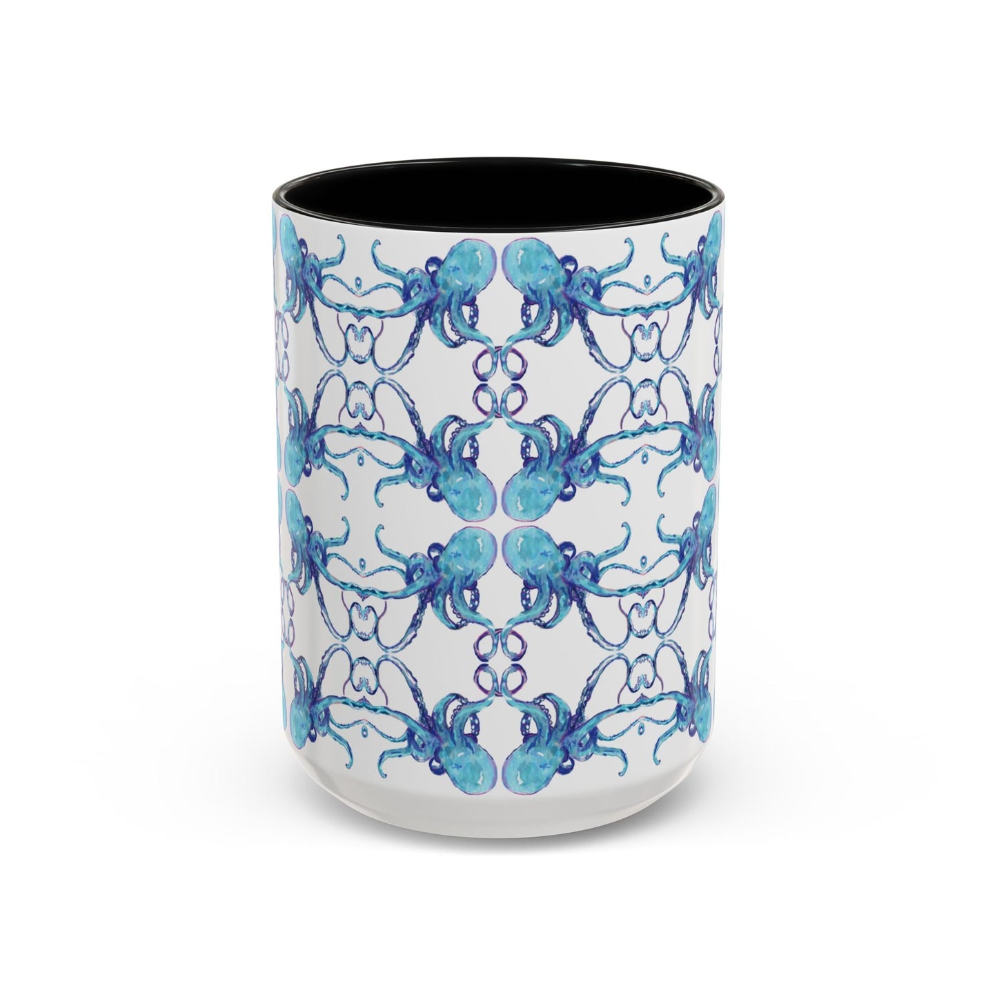 Octopus Two - Tone Ceramic Mugs - 11 oz & 15 oz - Blue Cava