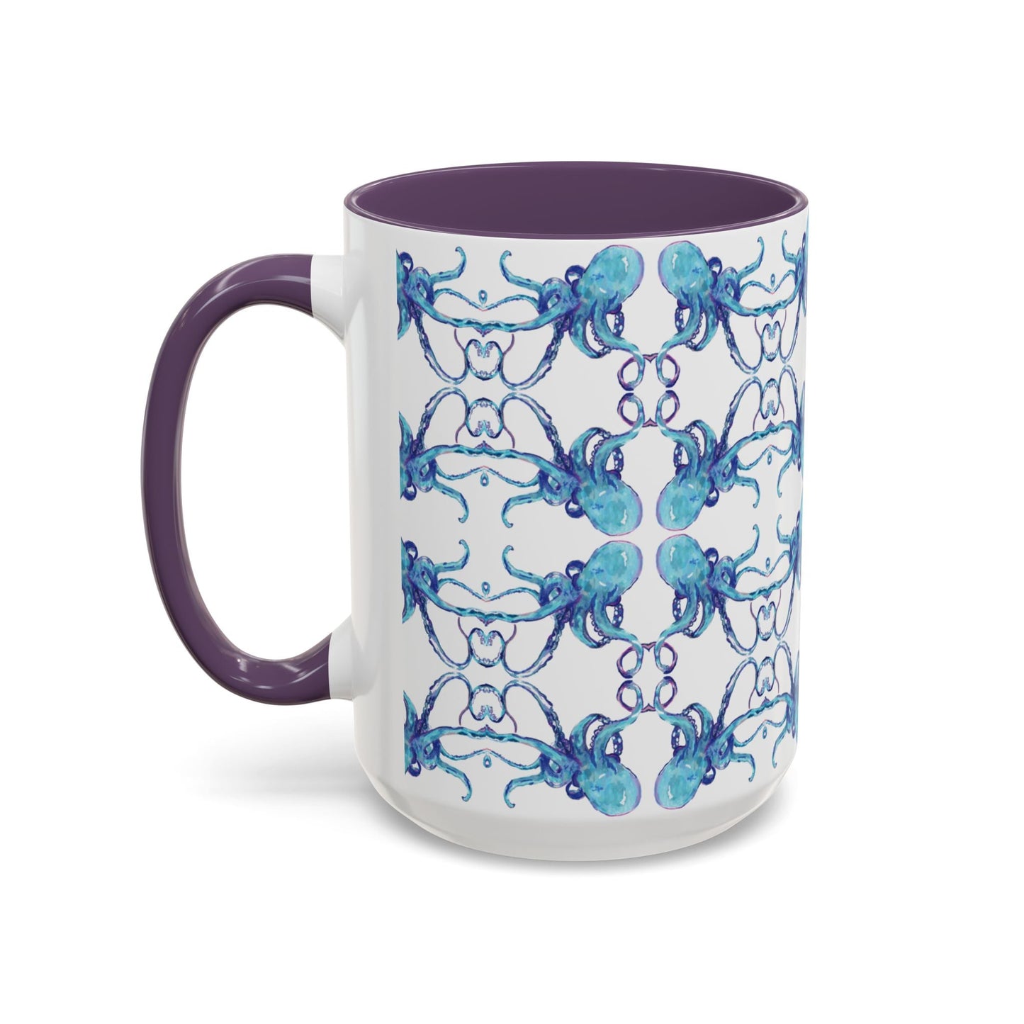 Octopus Two - Tone Ceramic Mugs - 11 oz & 15 oz - Blue Cava