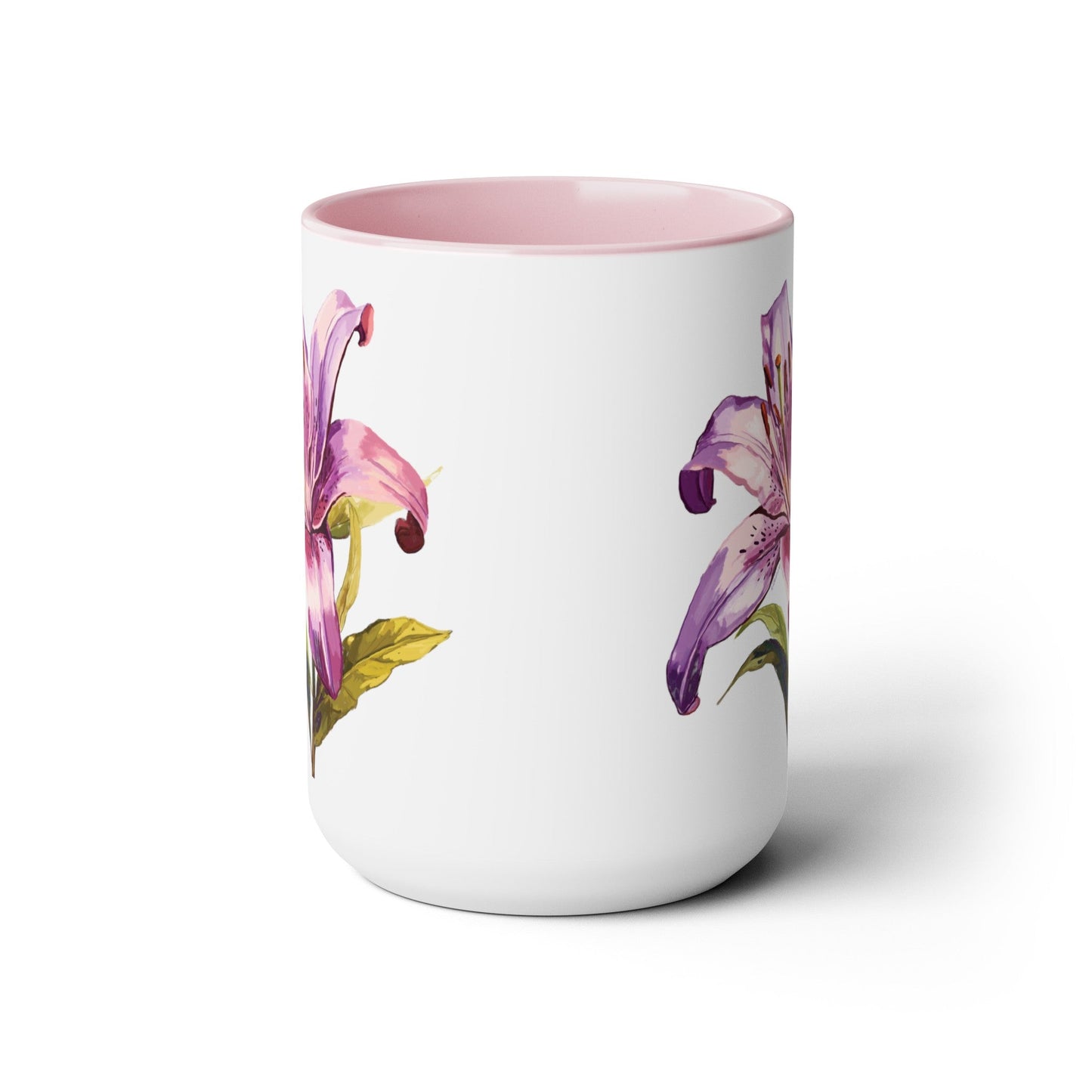 Oriental Lily Two - Tone Coffee Mugs, 15oz - Blue Cava