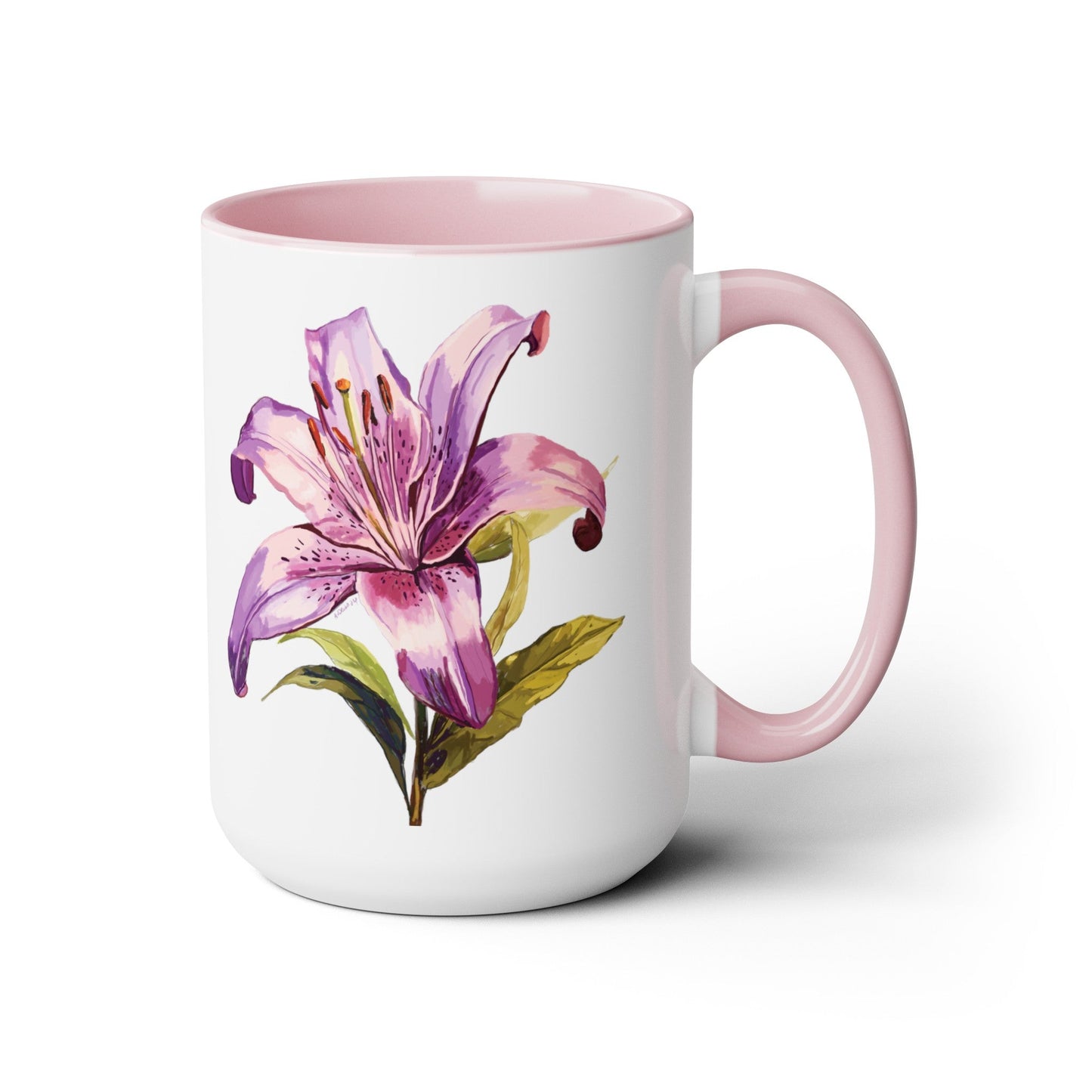 Oriental Lily Two - Tone Coffee Mugs, 15oz - Blue Cava