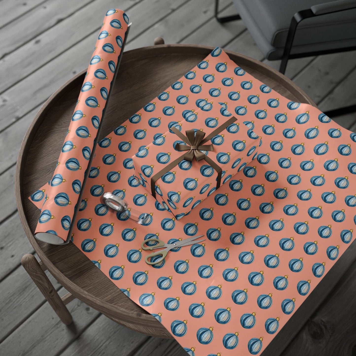 Ornament Striped Wrapping Papers - Blue Cava