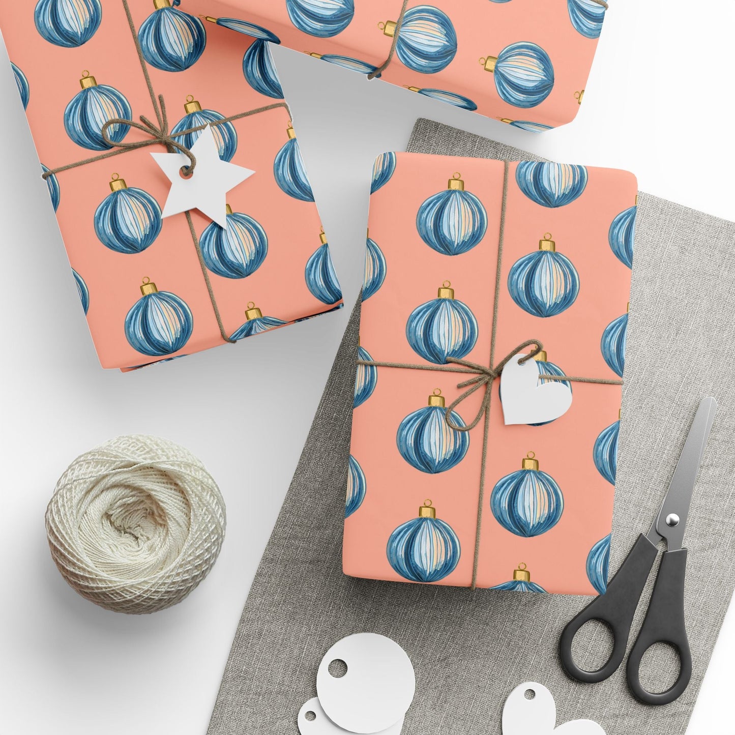 Ornament Striped Wrapping Papers - Blue Cava