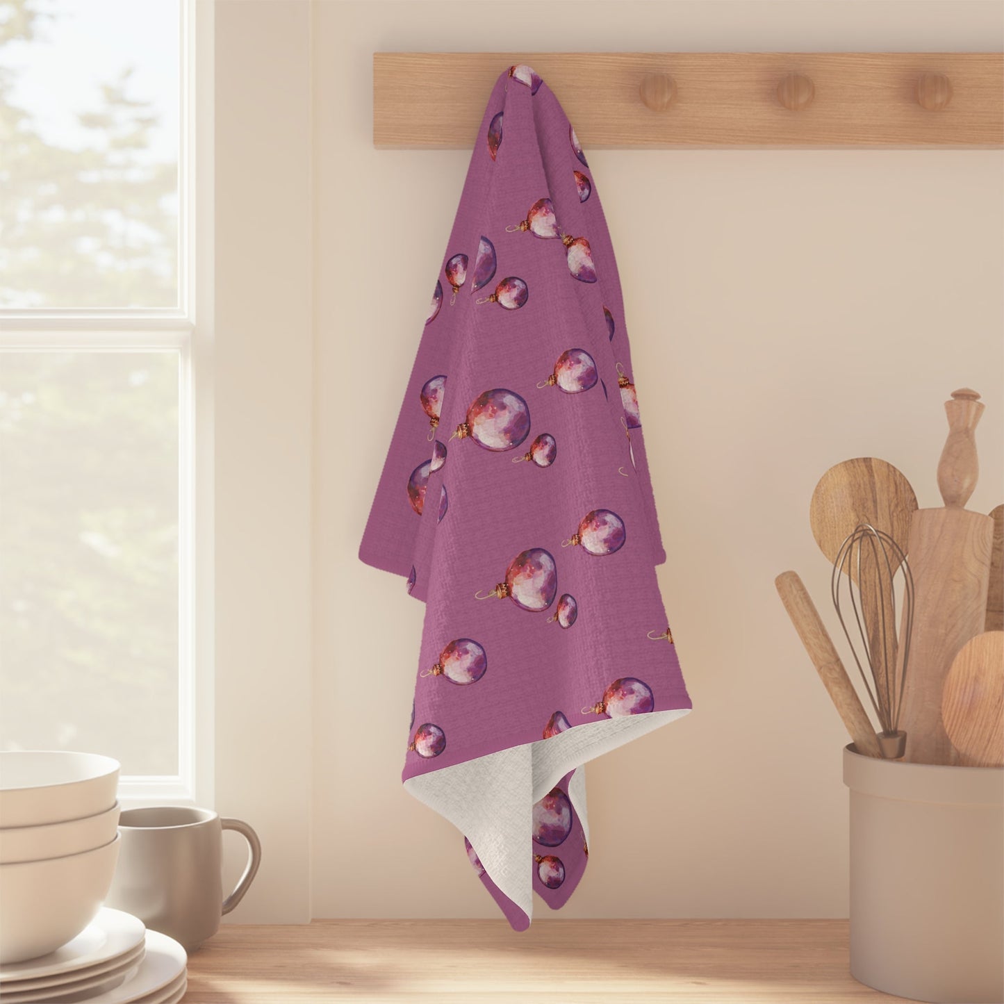 Ornate Christmas Ornament Microfiber Waffle Towel - Blue Cava