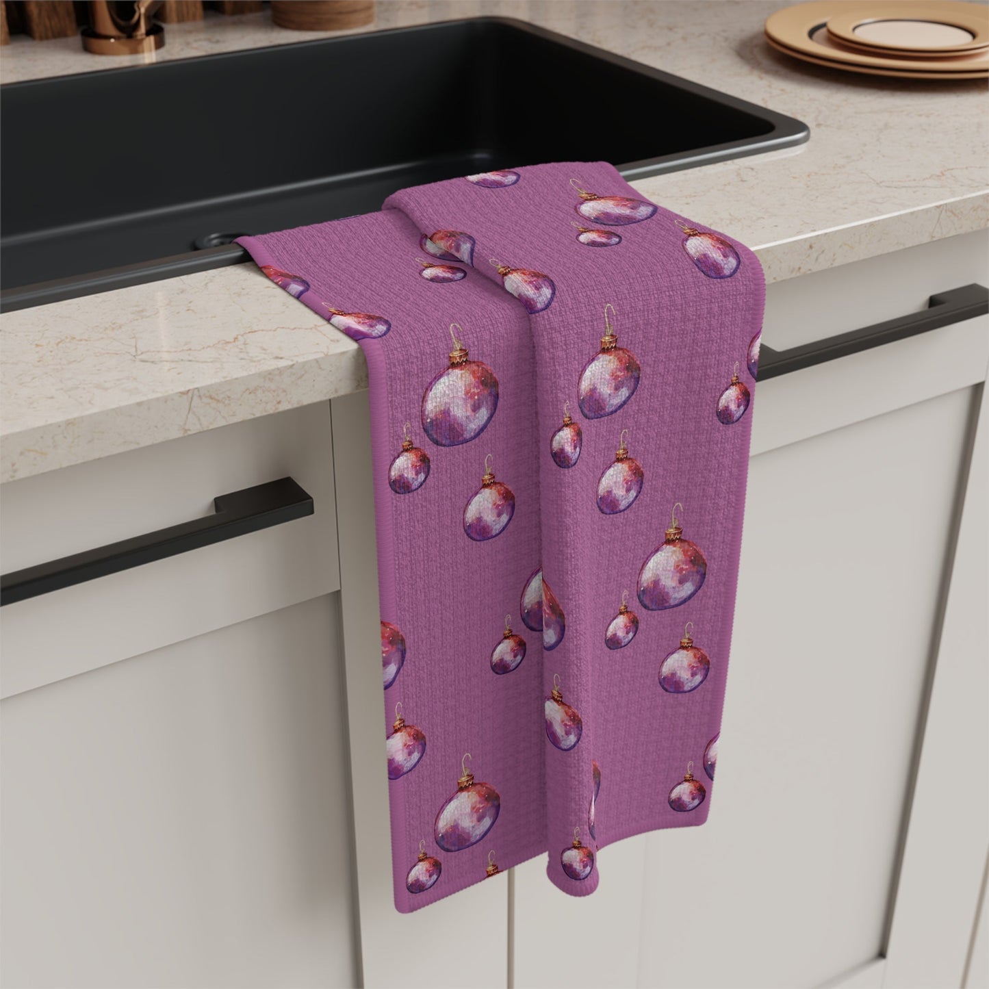 Ornate Christmas Ornament Microfiber Waffle Towel - Blue Cava