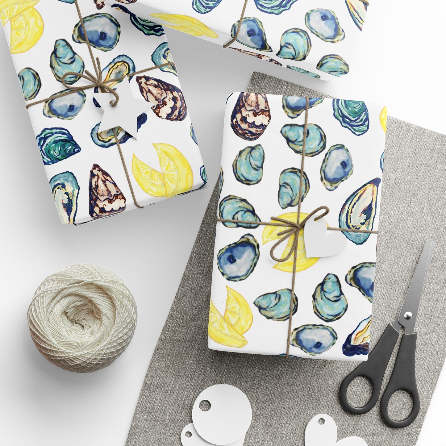 Oyster - Inspired Wrapping Paper | Eco - Friendly Gift Wrap - Blue Cava