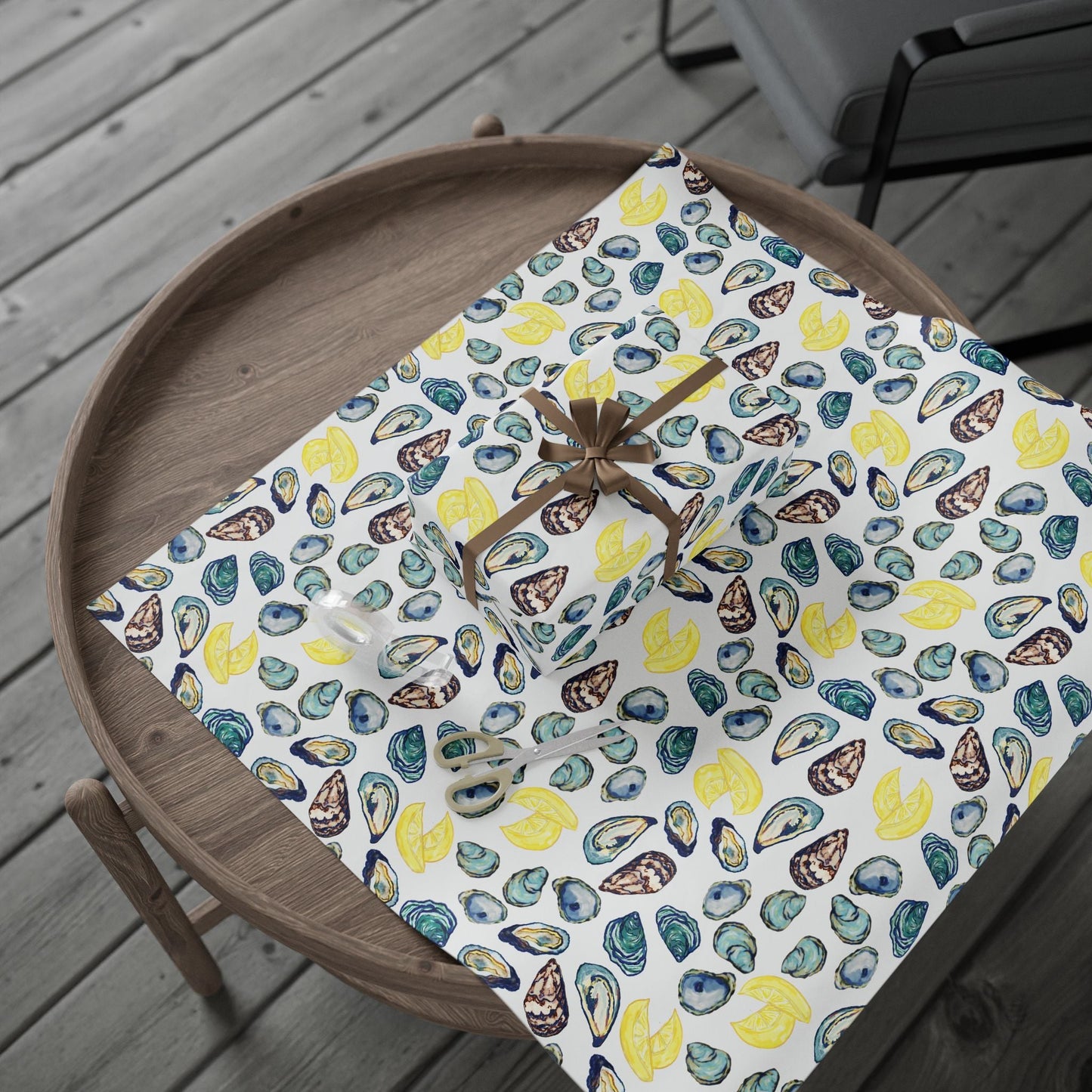 Oyster - Inspired Wrapping Paper | Eco - Friendly Gift Wrap - Blue Cava